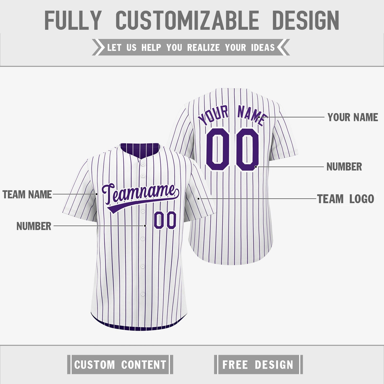 Custom Purple White Reversible Stripe Fashion Baseball Jersey| KXKSHOP