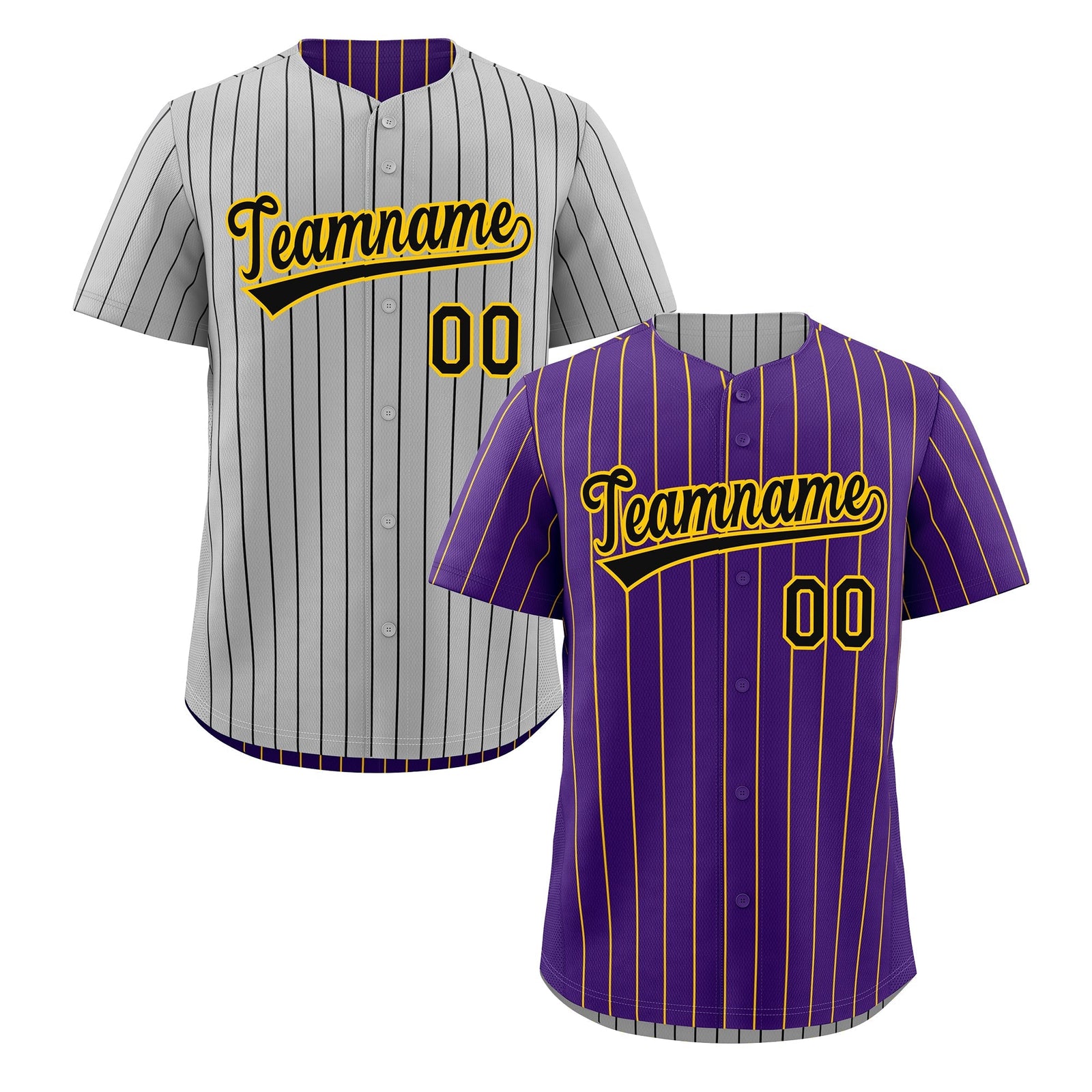 Custom Black Gold Reversible Stripe Fashion Baseball Jersey| KXKSHOP