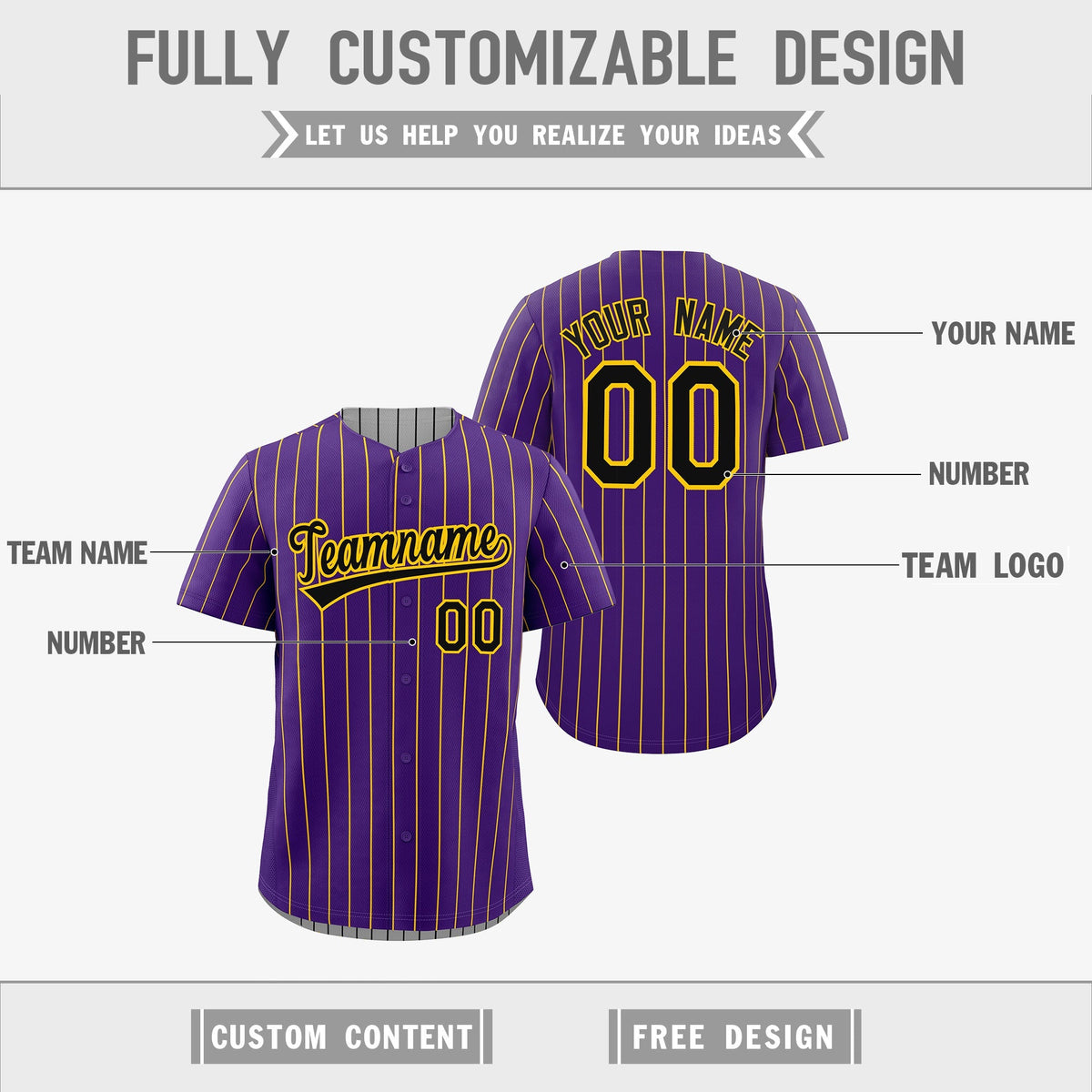 Custom Black Gold Reversible Stripe Fashion Baseball Jersey| KXKSHOP