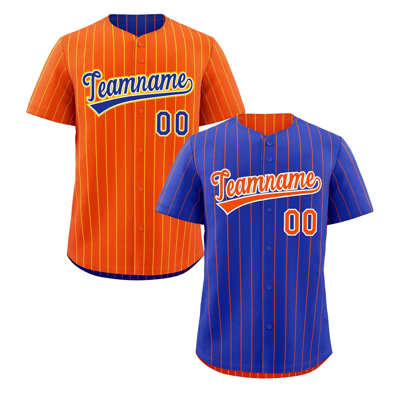 Custom Orange White Royal Blue Reversible Stripe Fashion Baseball Jersey| KXKSHOP