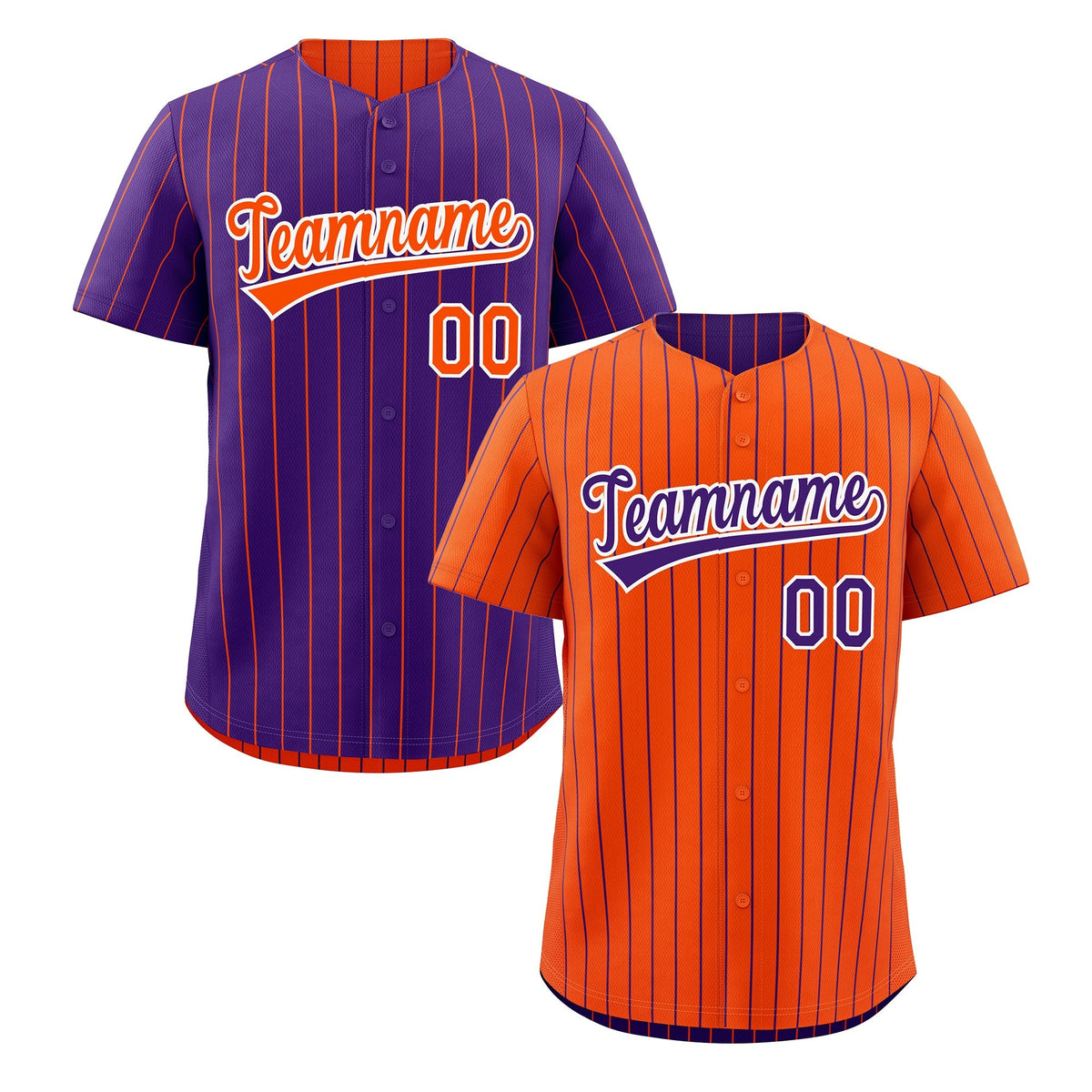 Custom Purple White Orange Reversible Stripe Fashion Baseball Jersey| KXKSHOP