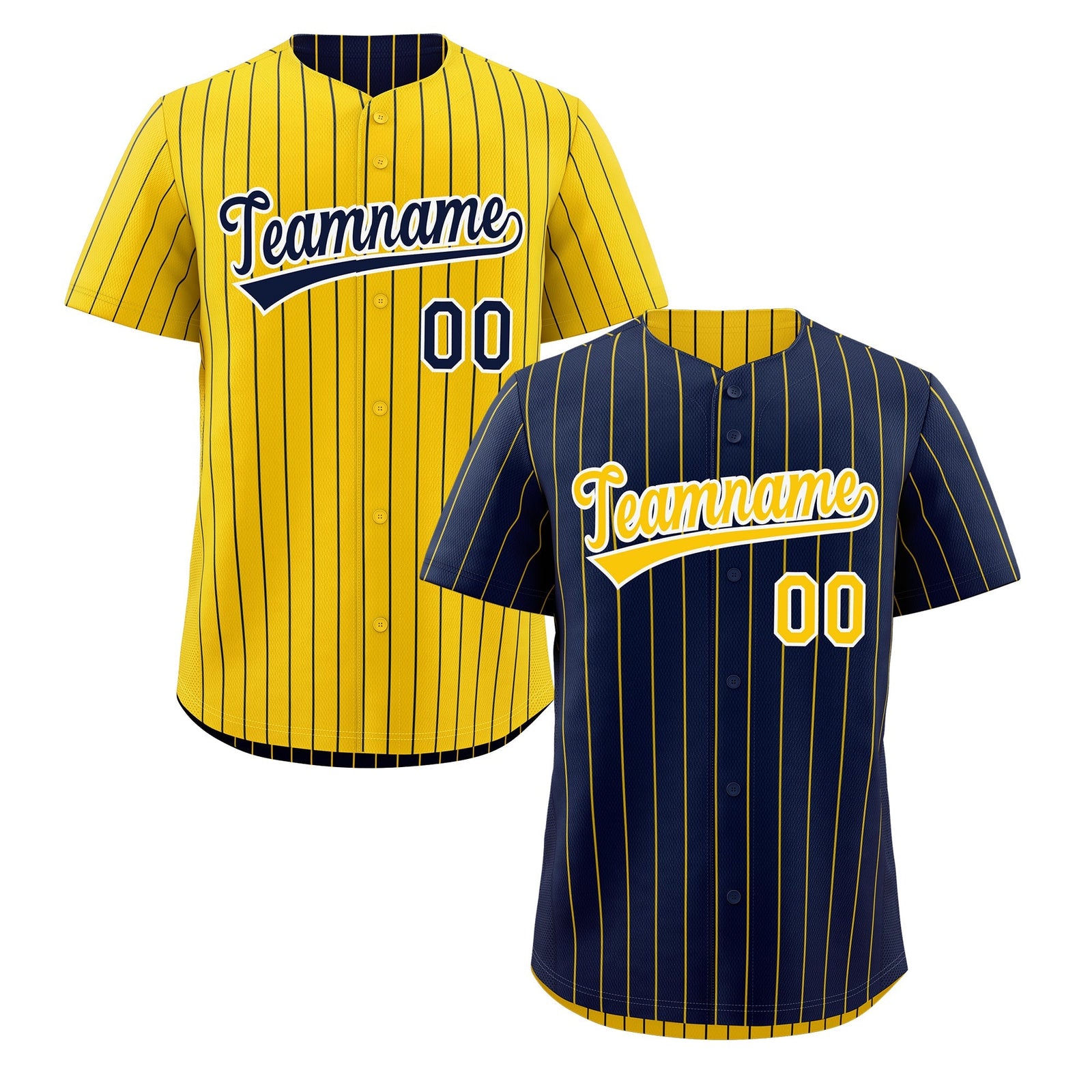 Custom Gold White Navy Reversible Stripe Fashion Baseball Jersey| KXKSHOP