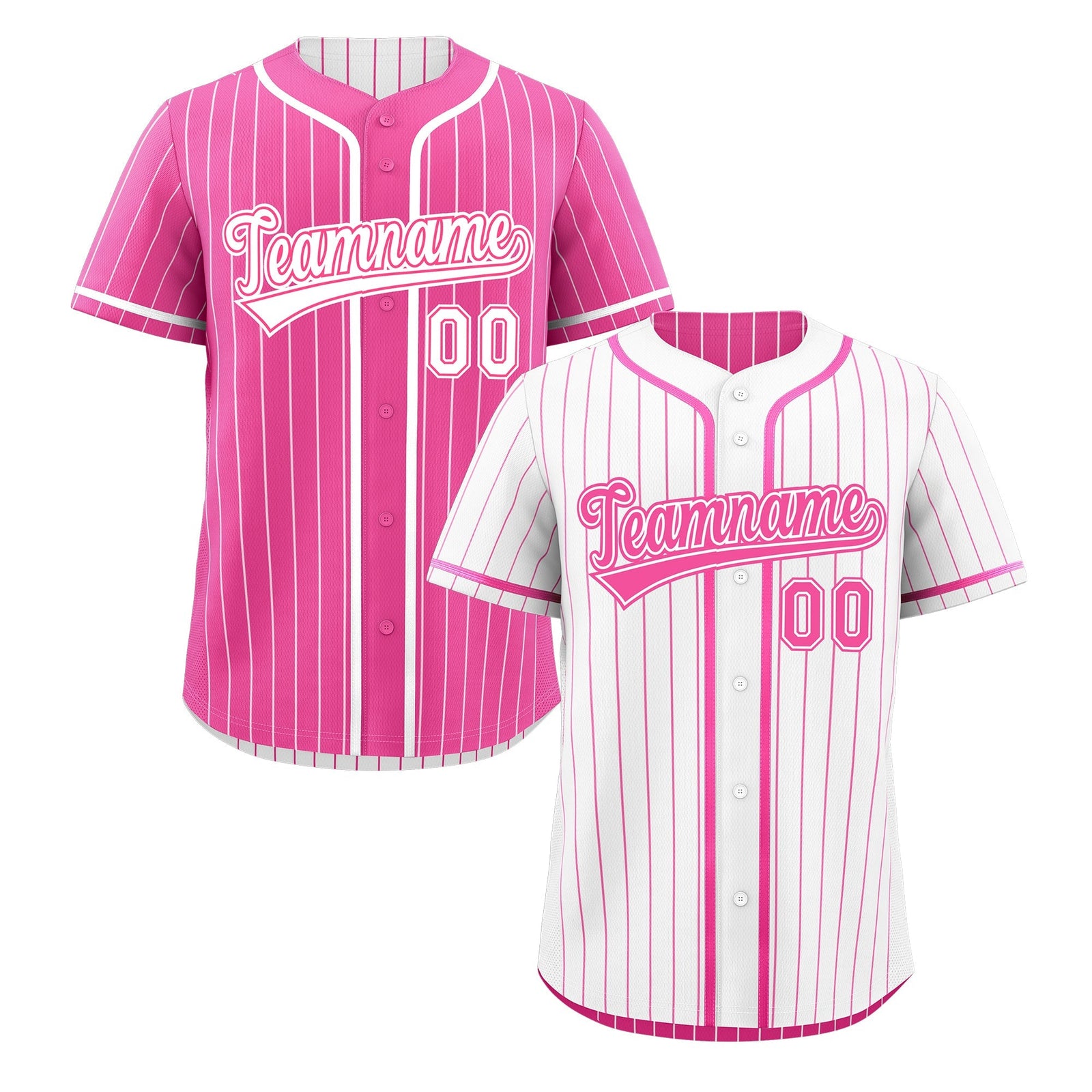 Custom Pink White Reversible Stripe Fashion Baseball Jersey| KXKSHOP