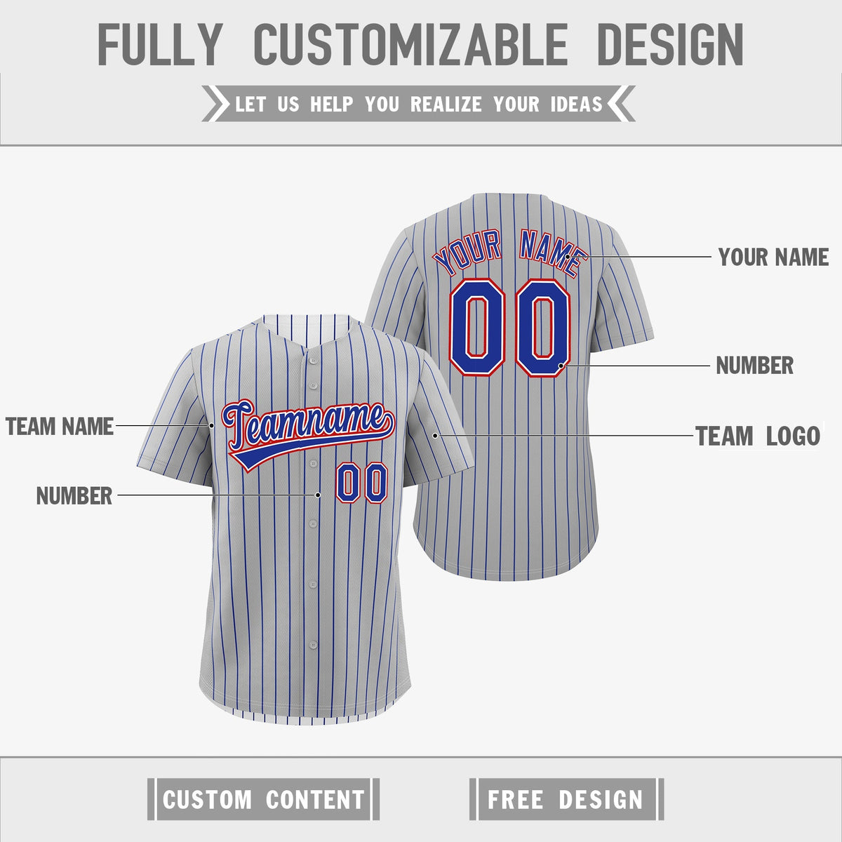 Custom Royal Blue White Red Reversible Stripe Fashion Baseball Jersey| KXKSHOP