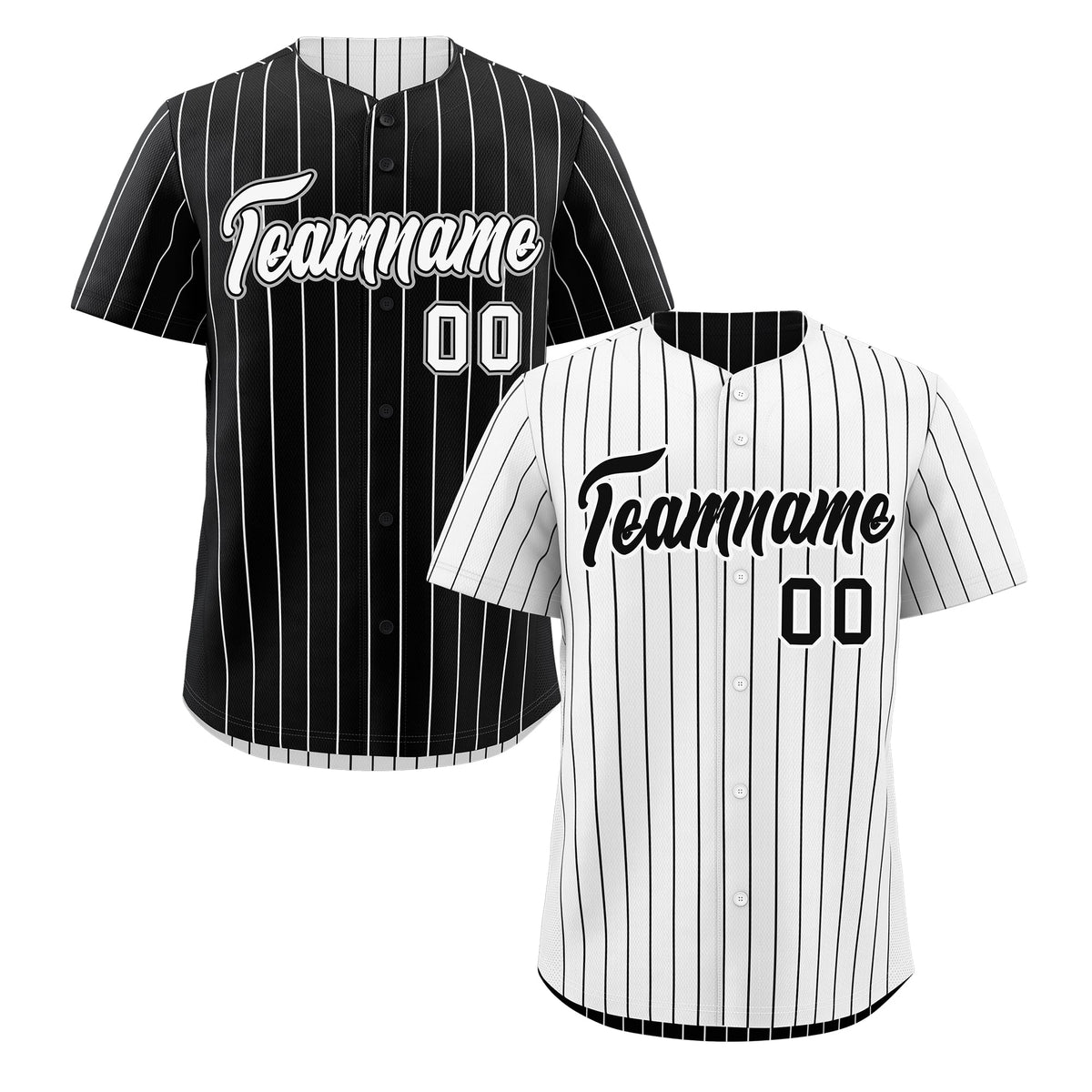 Custom Black White Reversible Stripe Fashion Baseball Jersey| KXKSHOP