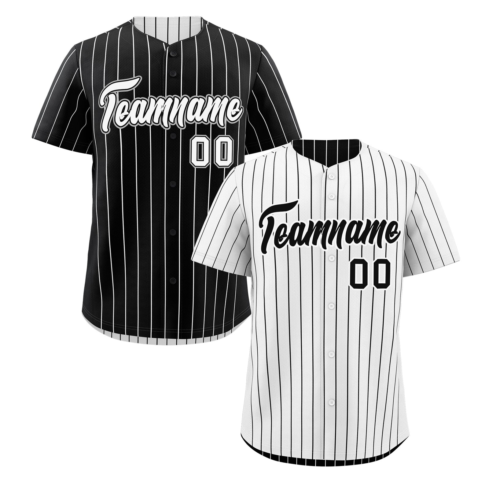 Custom Black White Reversible Stripe Fashion Baseball Jersey| KXKSHOP