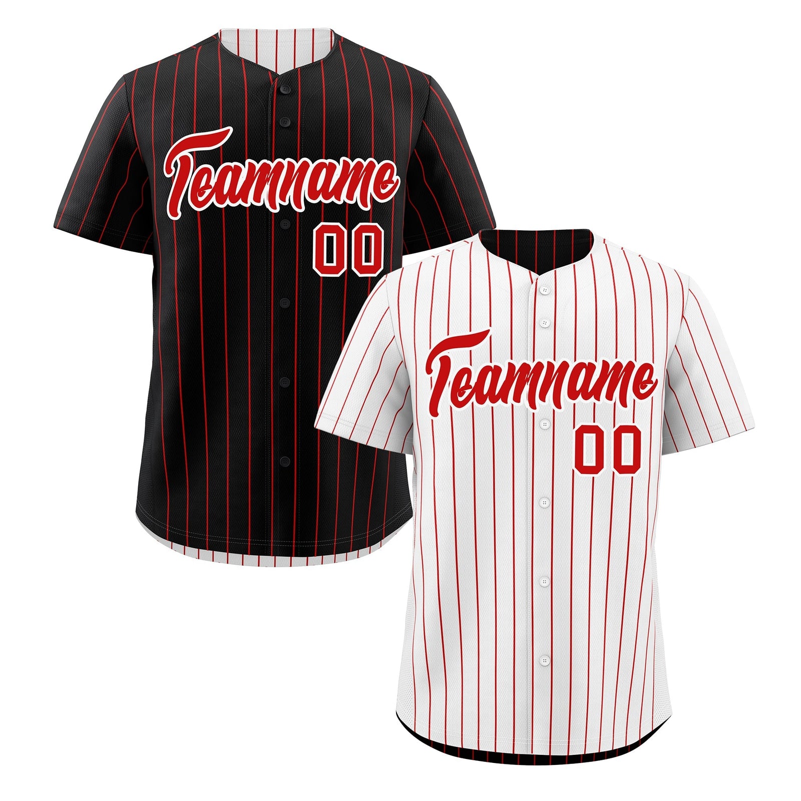 Custom Red White Reversible Stripe Fashion Baseball Jersey| KXKSHOP