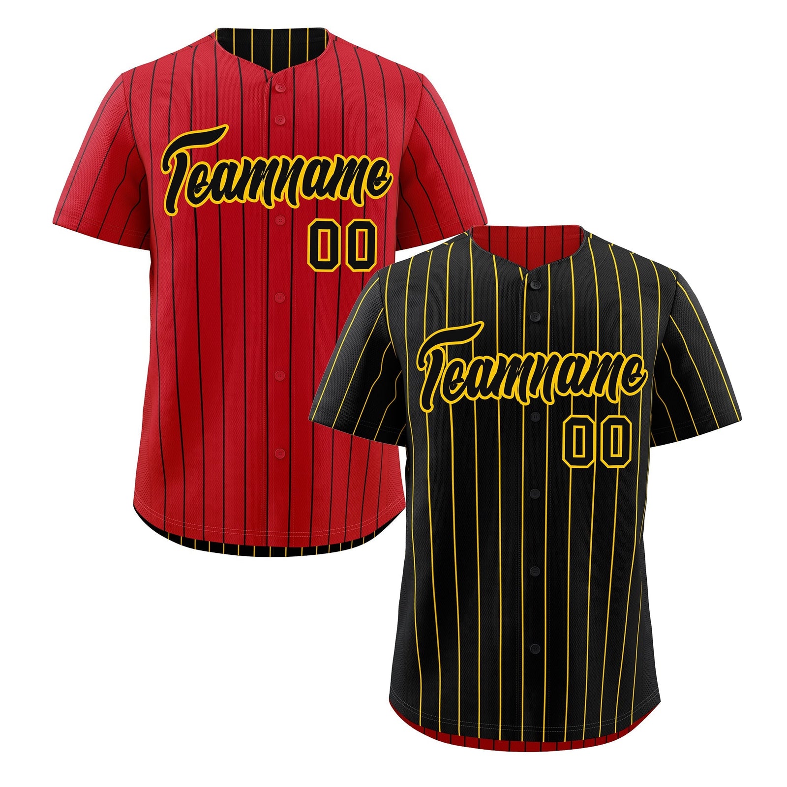 Custom Black Gold Reversible Stripe Fashion Baseball Jersey| KXKSHOP