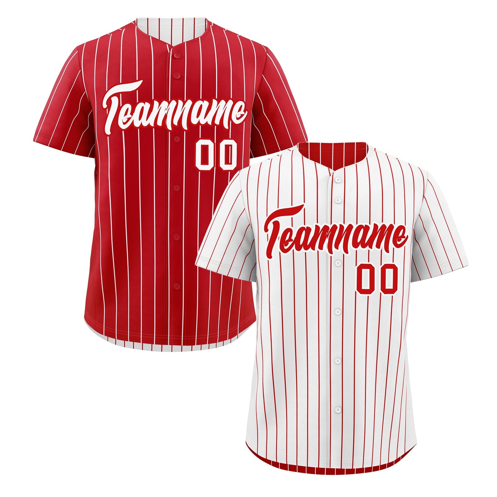 Custom Red White Reversible Stripe Fashion Baseball Jersey| KXKSHOP