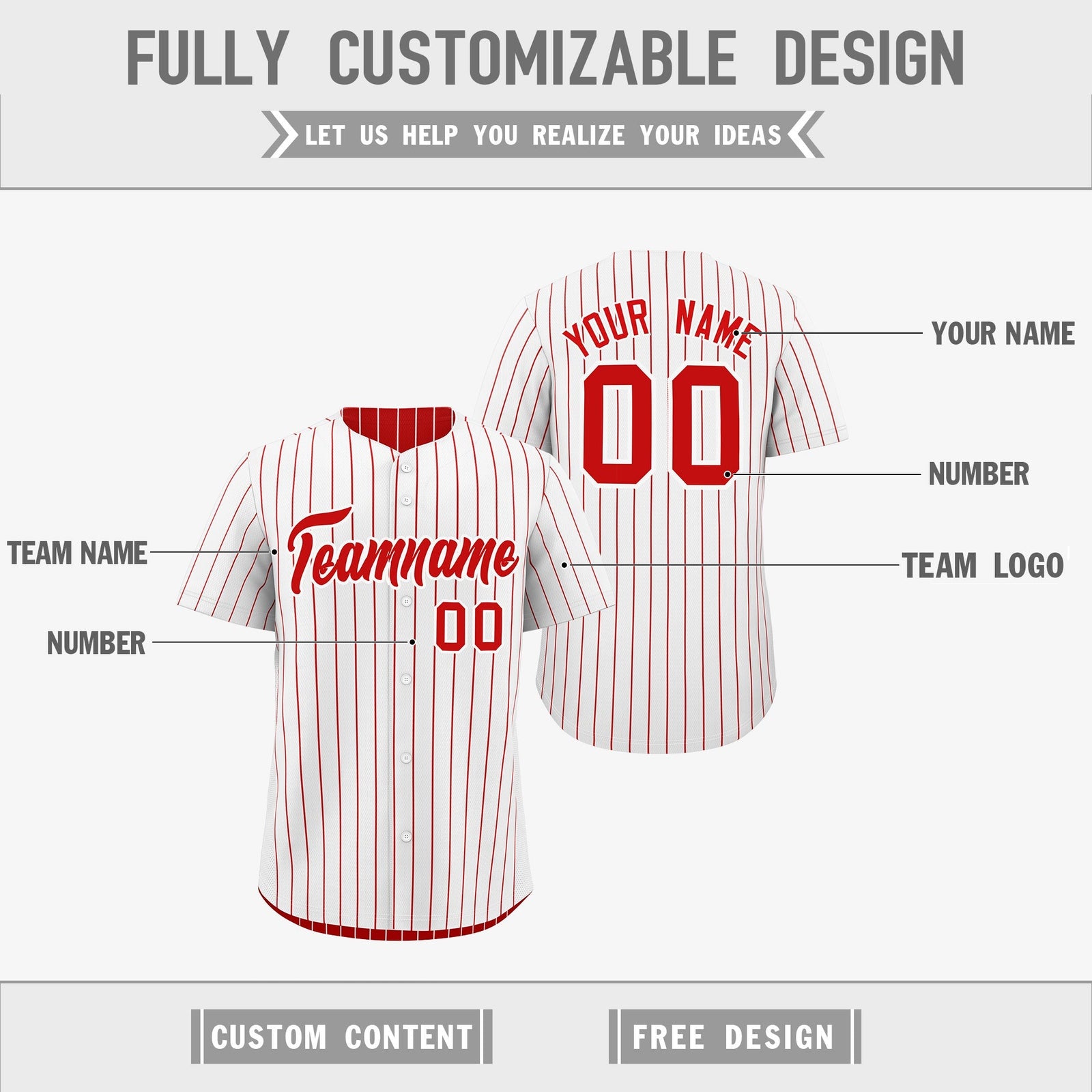 Custom Red White Reversible Stripe Fashion Baseball Jersey| KXKSHOP