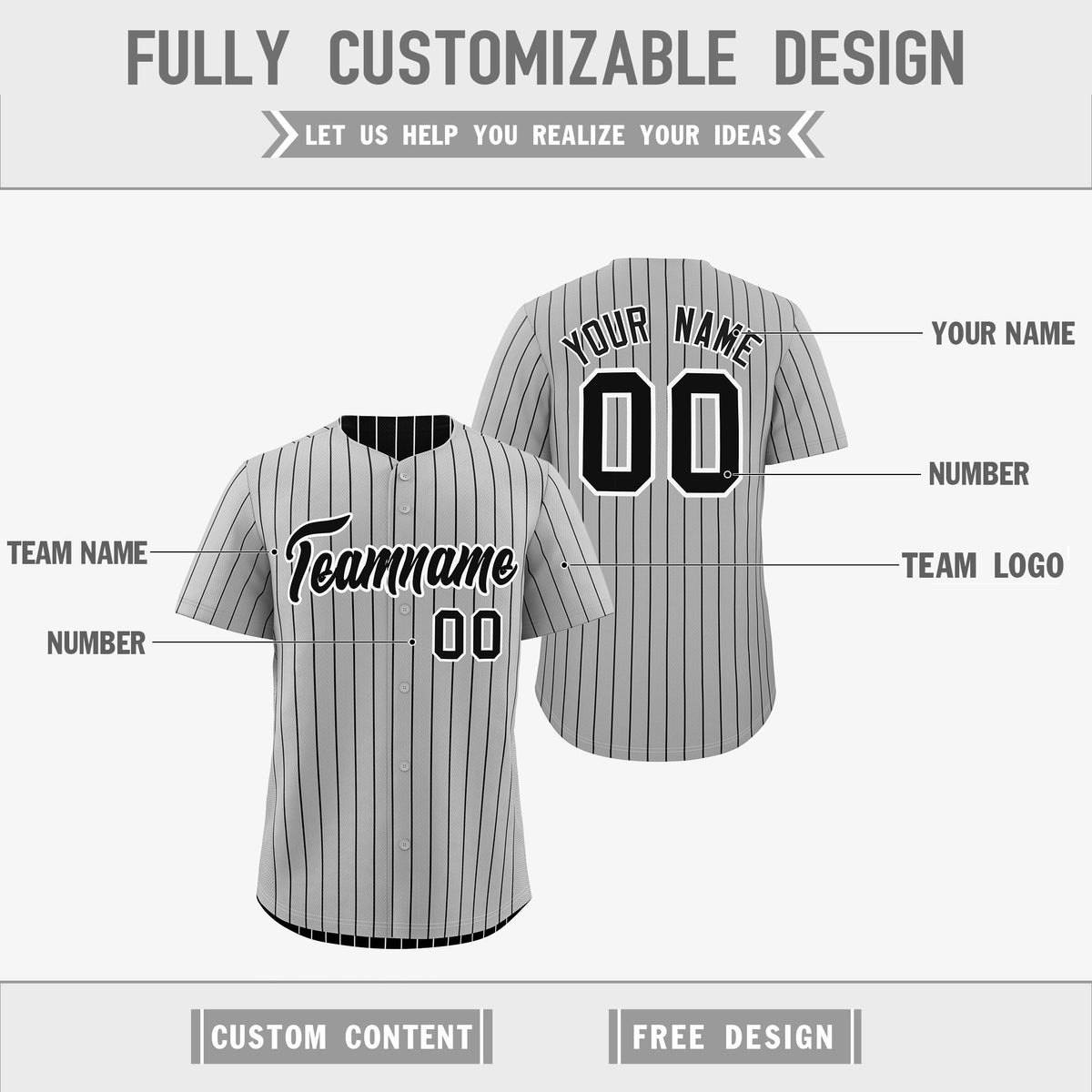 Custom Black White Reversible Stripe Fashion Baseball Jersey| KXKSHOP