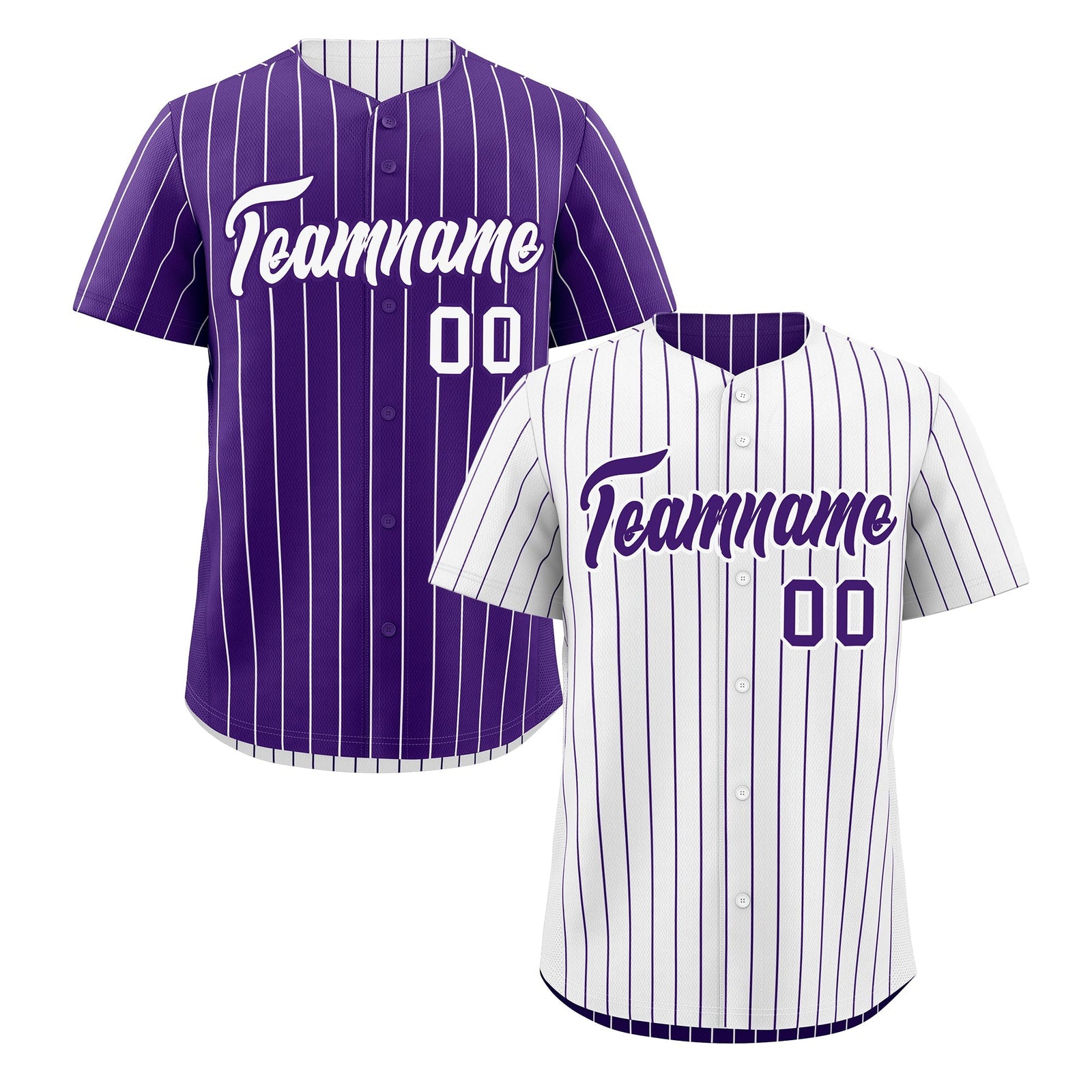 Custom Purple White Reversible Stripe Fashion Baseball Jersey| KXKSHOP