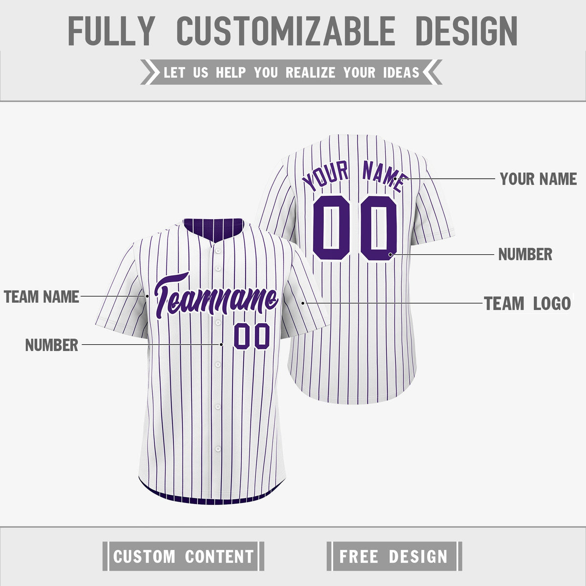 Custom Purple White Reversible Stripe Fashion Baseball Jersey| KXKSHOP