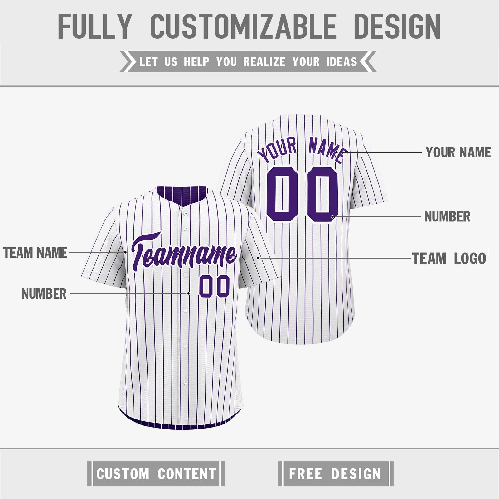 Custom Purple White Reversible Stripe Fashion Baseball Jersey| KXKSHOP
