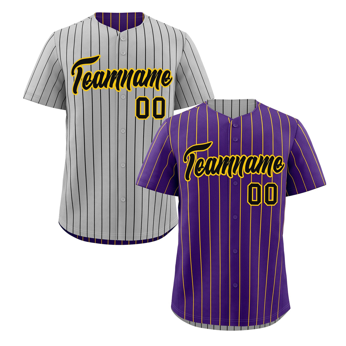 Custom Black Gold Reversible Stripe Fashion Baseball Jersey| KXKSHOP