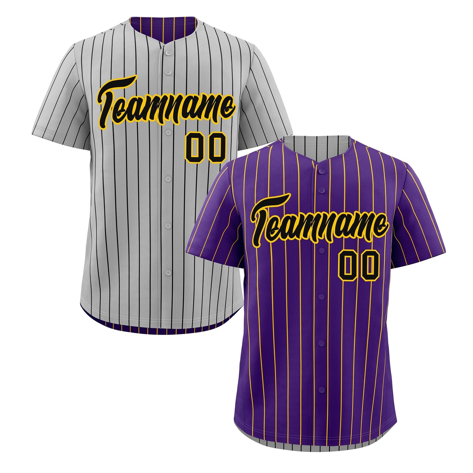 Custom Black Gold Reversible Stripe Fashion Baseball Jersey| KXKSHOP