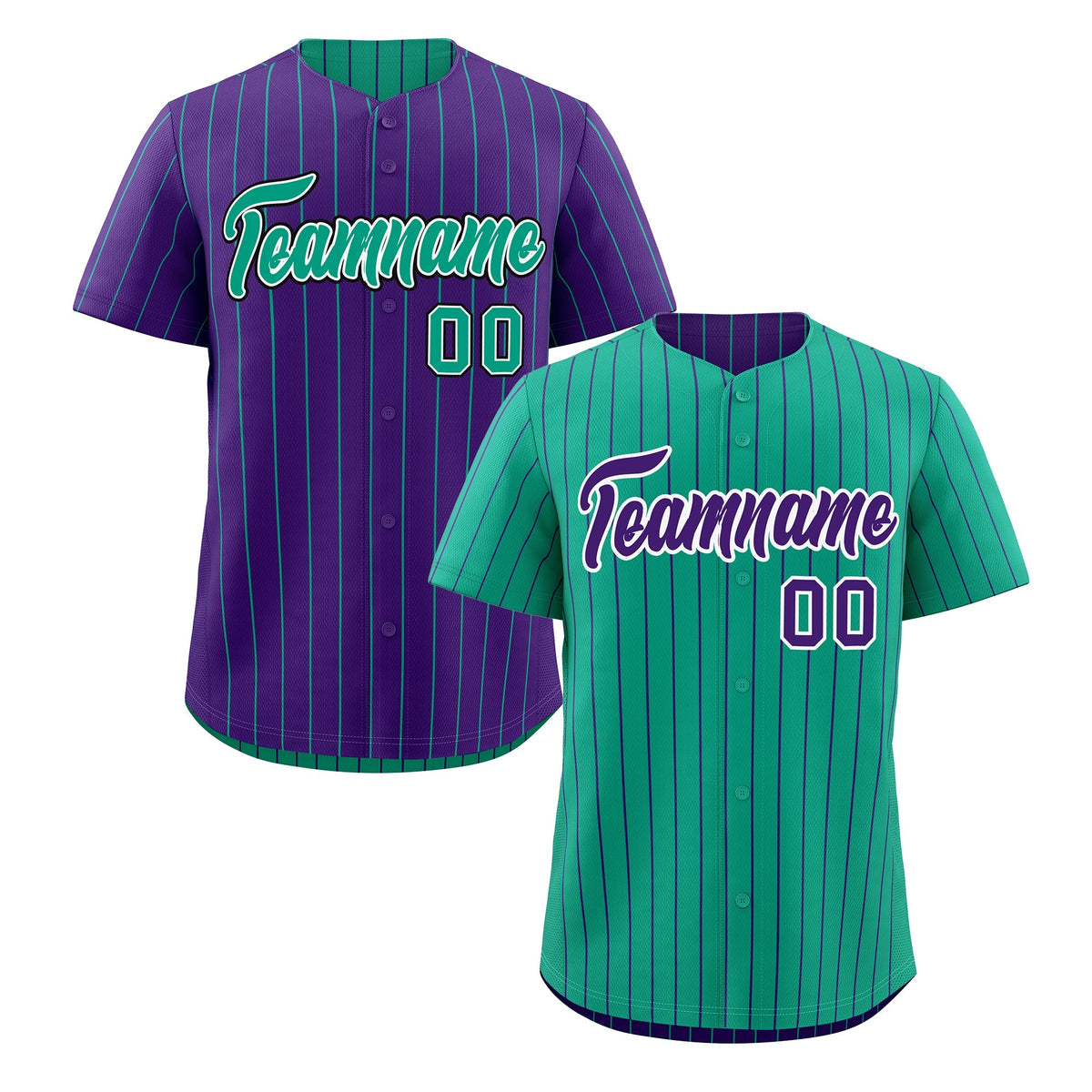 Custom Purple White Green Reversible Stripe Fashion Baseball Jersey| KXKSHOP