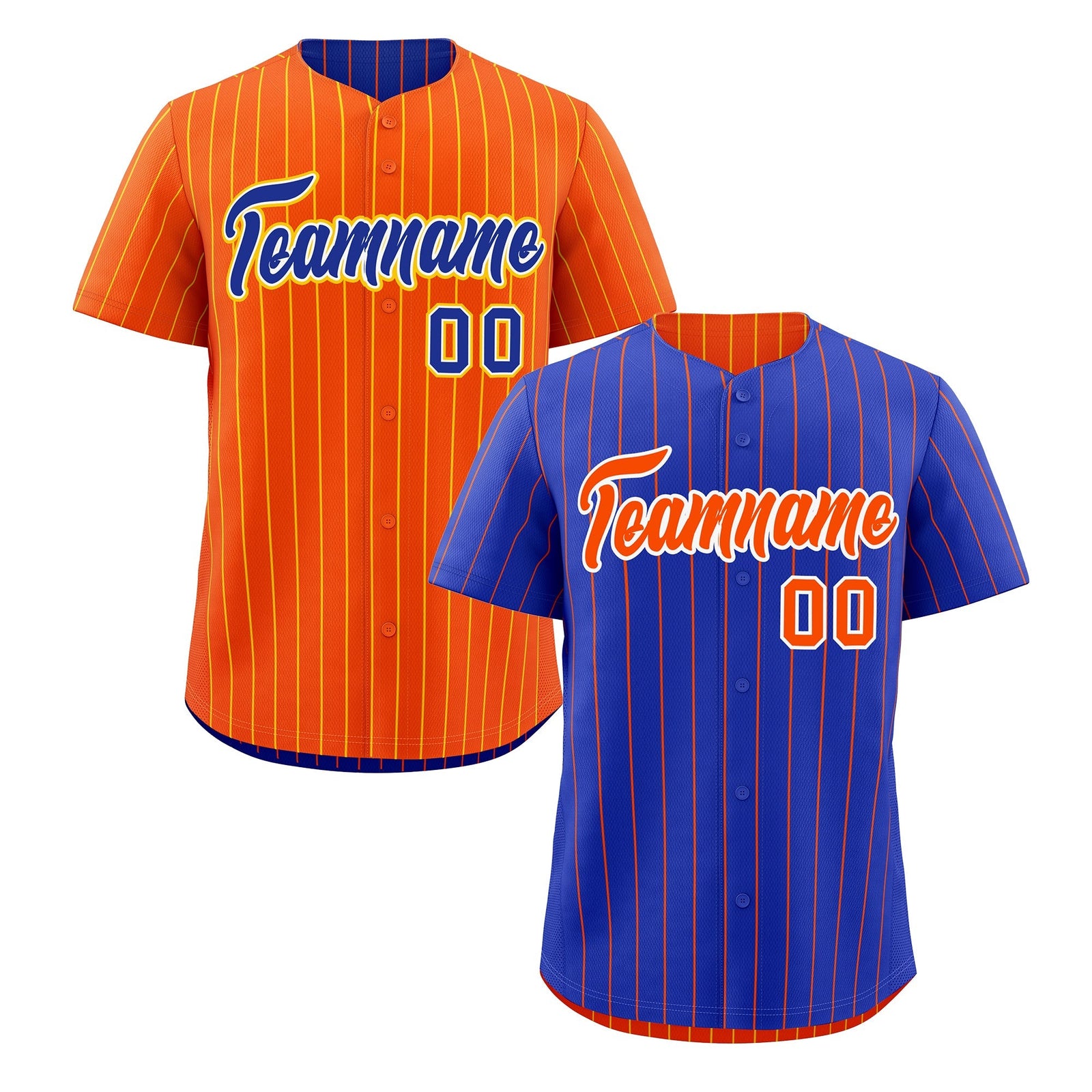 Custom Orange White Royal Blue Reversible Stripe Fashion Baseball Jersey| KXKSHOP