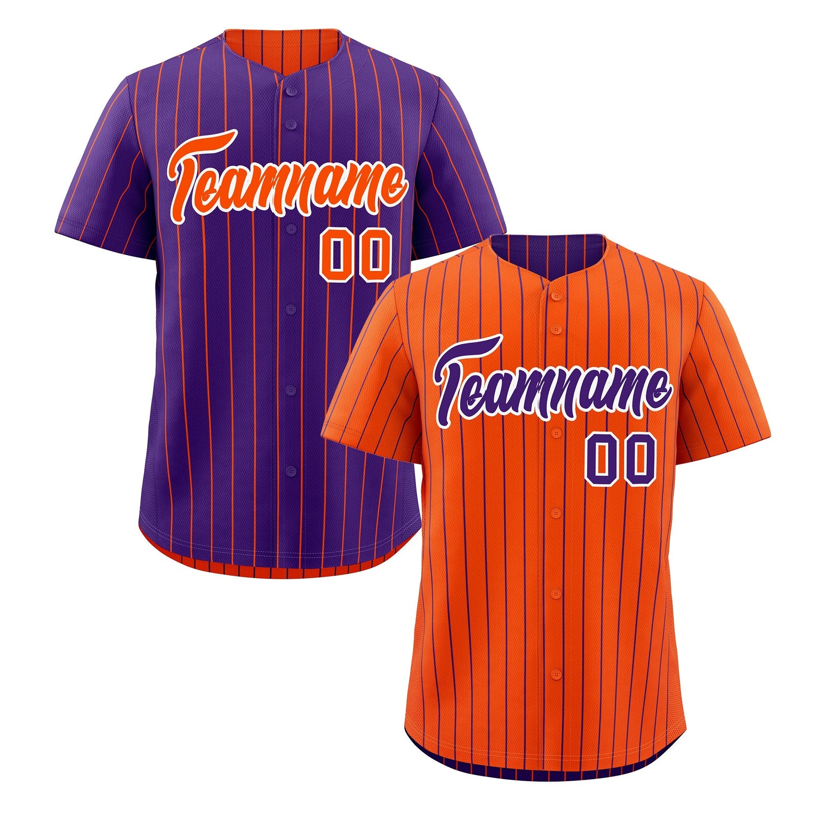 Custom Purple White Orange Reversible Stripe Fashion Baseball Jersey| KXKSHOP