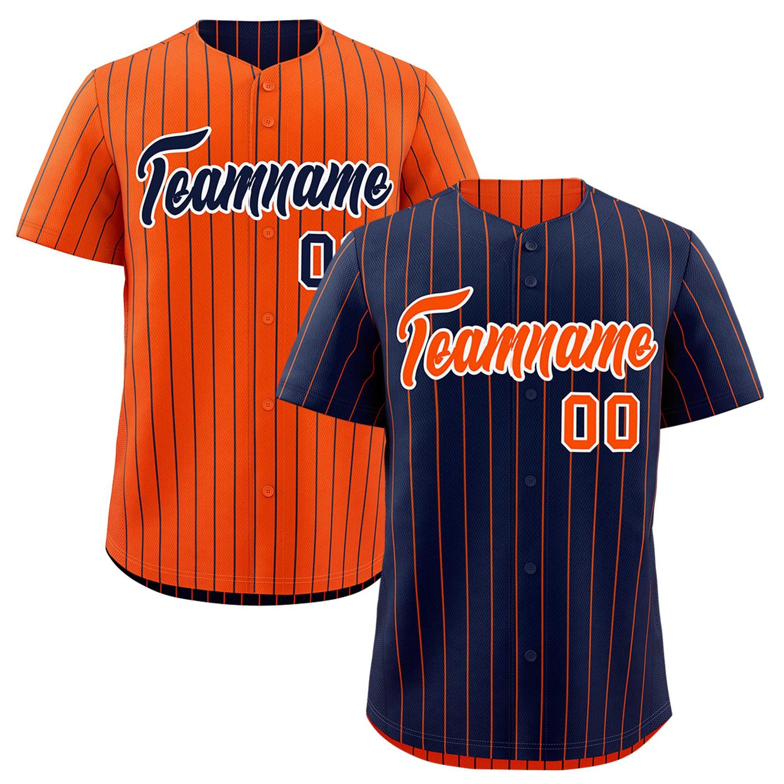 Custom Orange White Navy Reversible Stripe Fashion Baseball Jersey| KXKSHOP