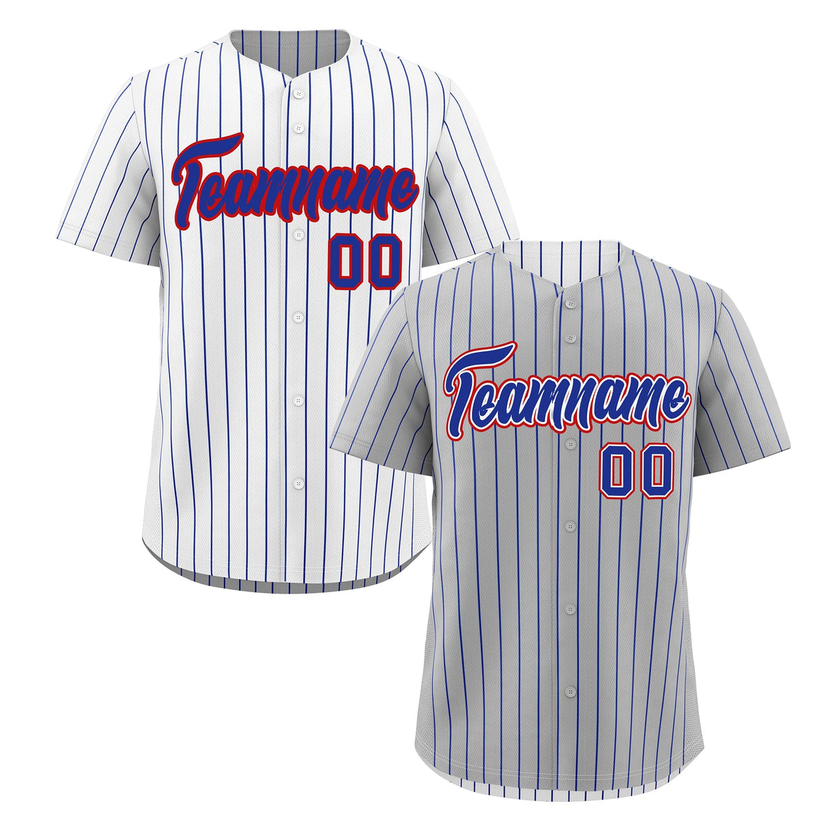 Custom Royal Blue White Red Reversible Stripe Fashion Baseball Jersey| KXKSHOP