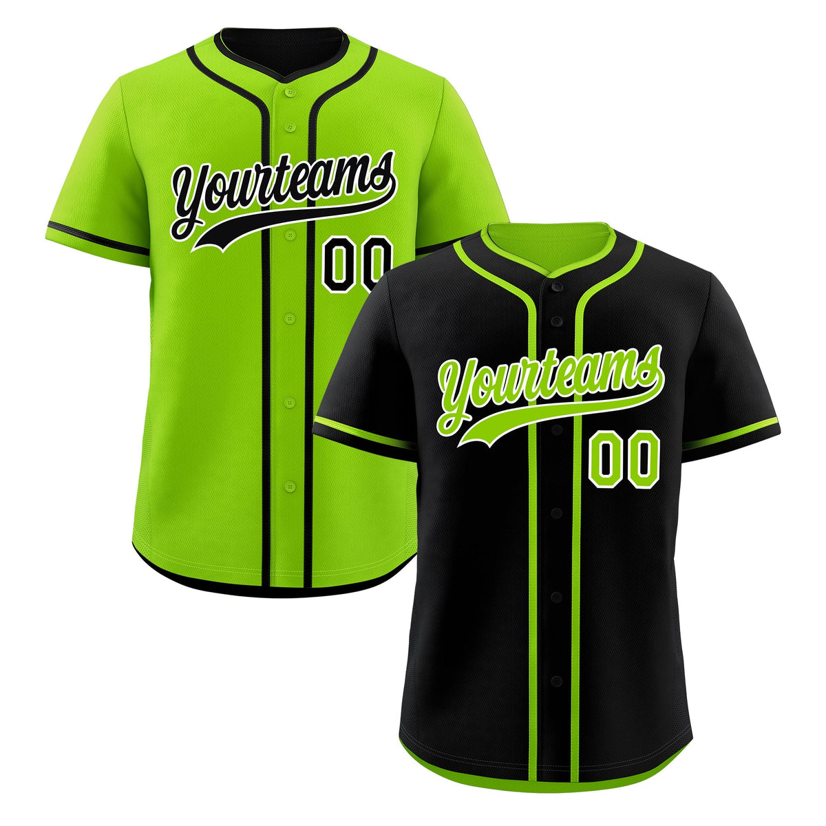 Custom Neon Green Black Reversible Classic Style Lightweight Baseball Jersey| KXKSHOP