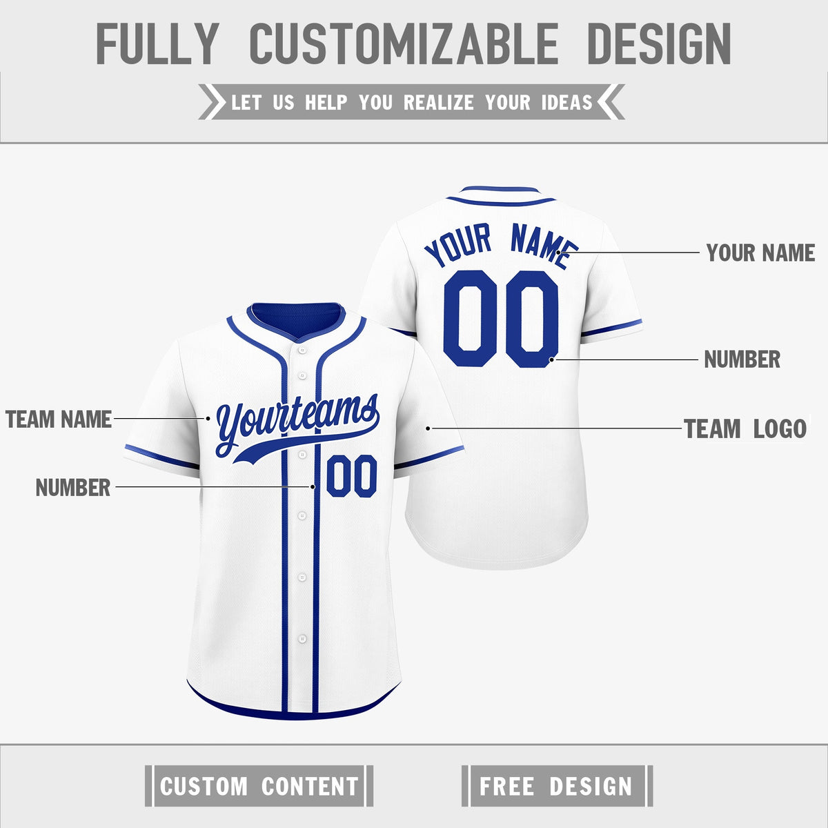 Custom Royal Blue Reversible Classic Style Moisture-Wicking Baseball Jersey| KXKSHOP