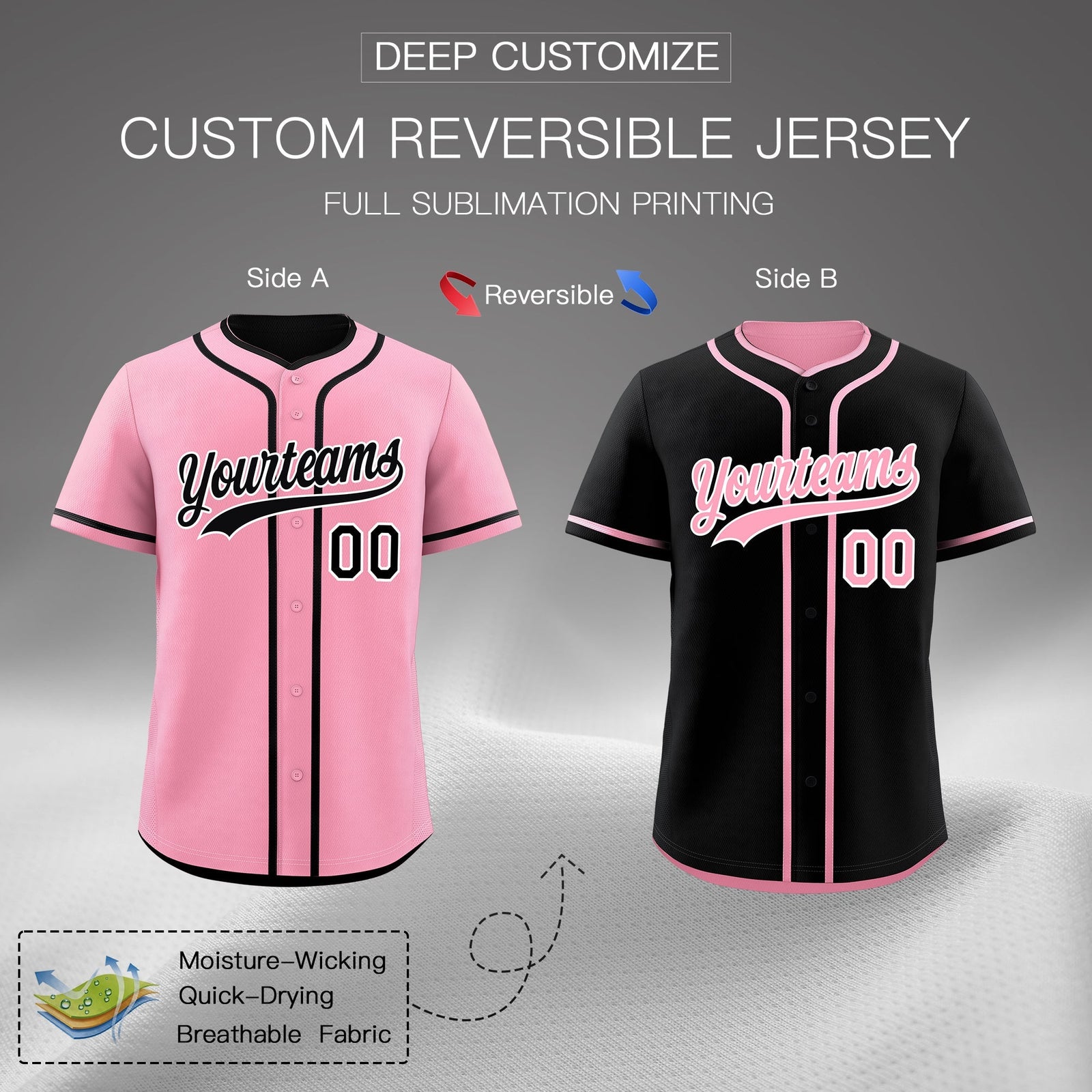 Custom Black White Reversible Classic Style Lightweight Baseball Jersey| KXKSHOP