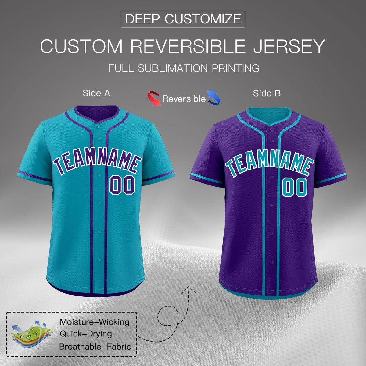 Custom Purple White Reversible Classic Style Lightweight Baseball Jersey| KXKSHOP