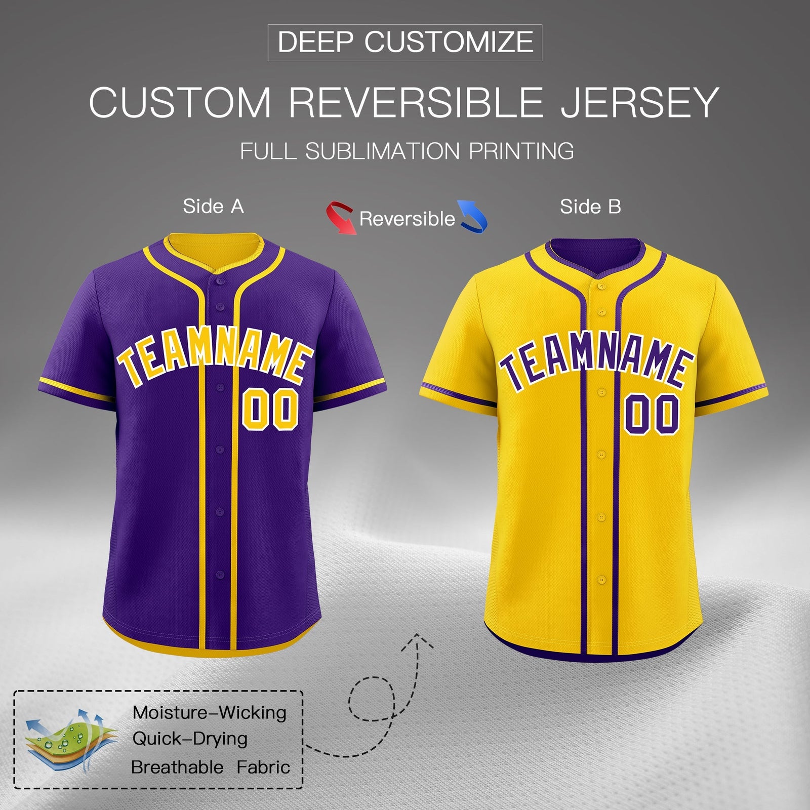 Custom Gold White Reversible Classic Style Lightweight Baseball Jersey| KXKSHOP