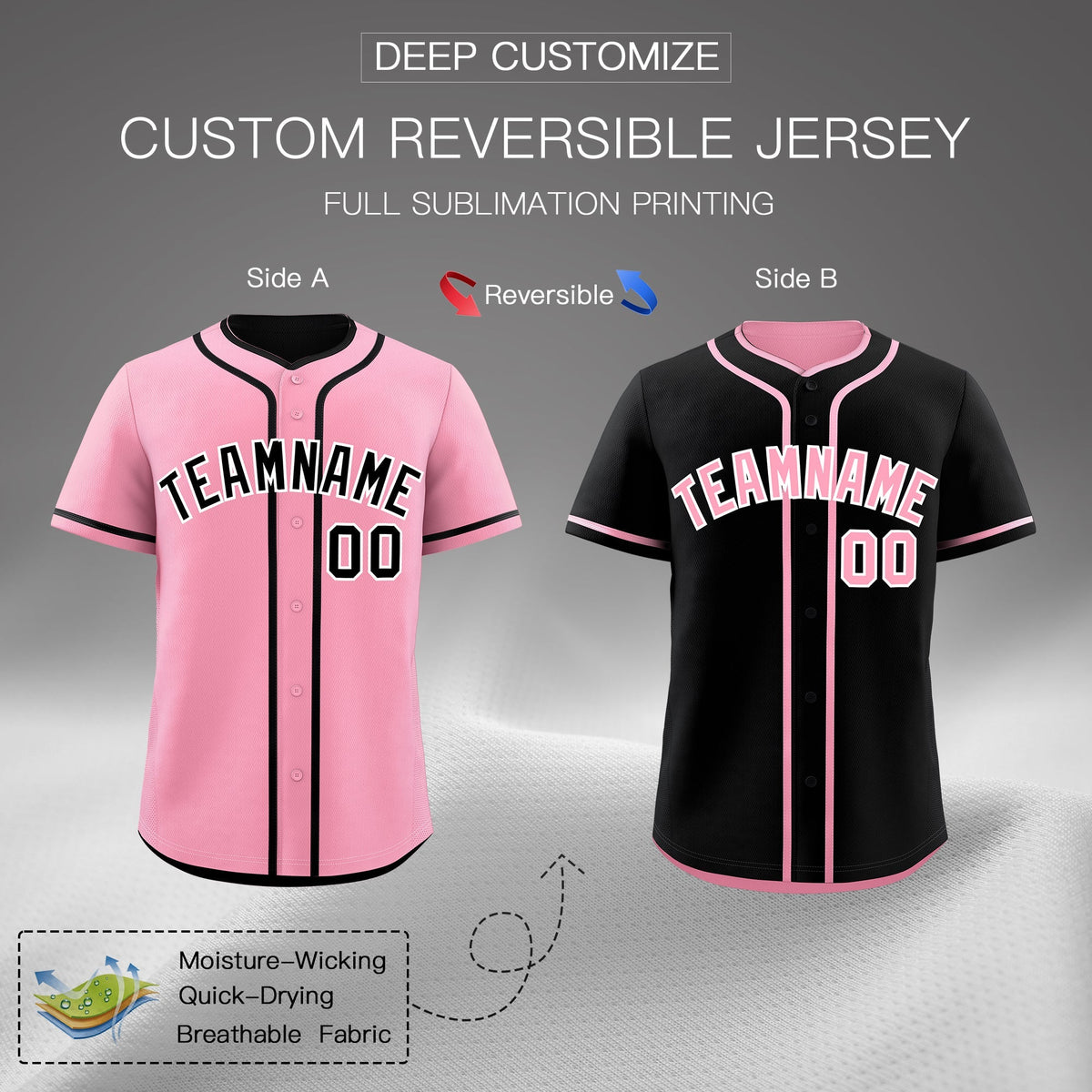 Custom Black White Reversible Classic Style Lightweight Baseball Jersey| KXKSHOP