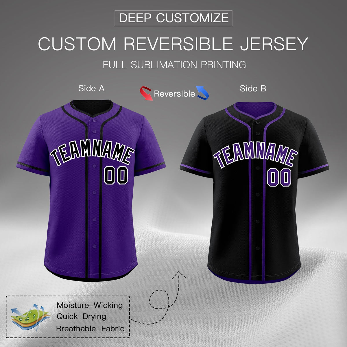Custom Black White Reversible Classic Style Lightweight Baseball Jersey| KXKSHOP