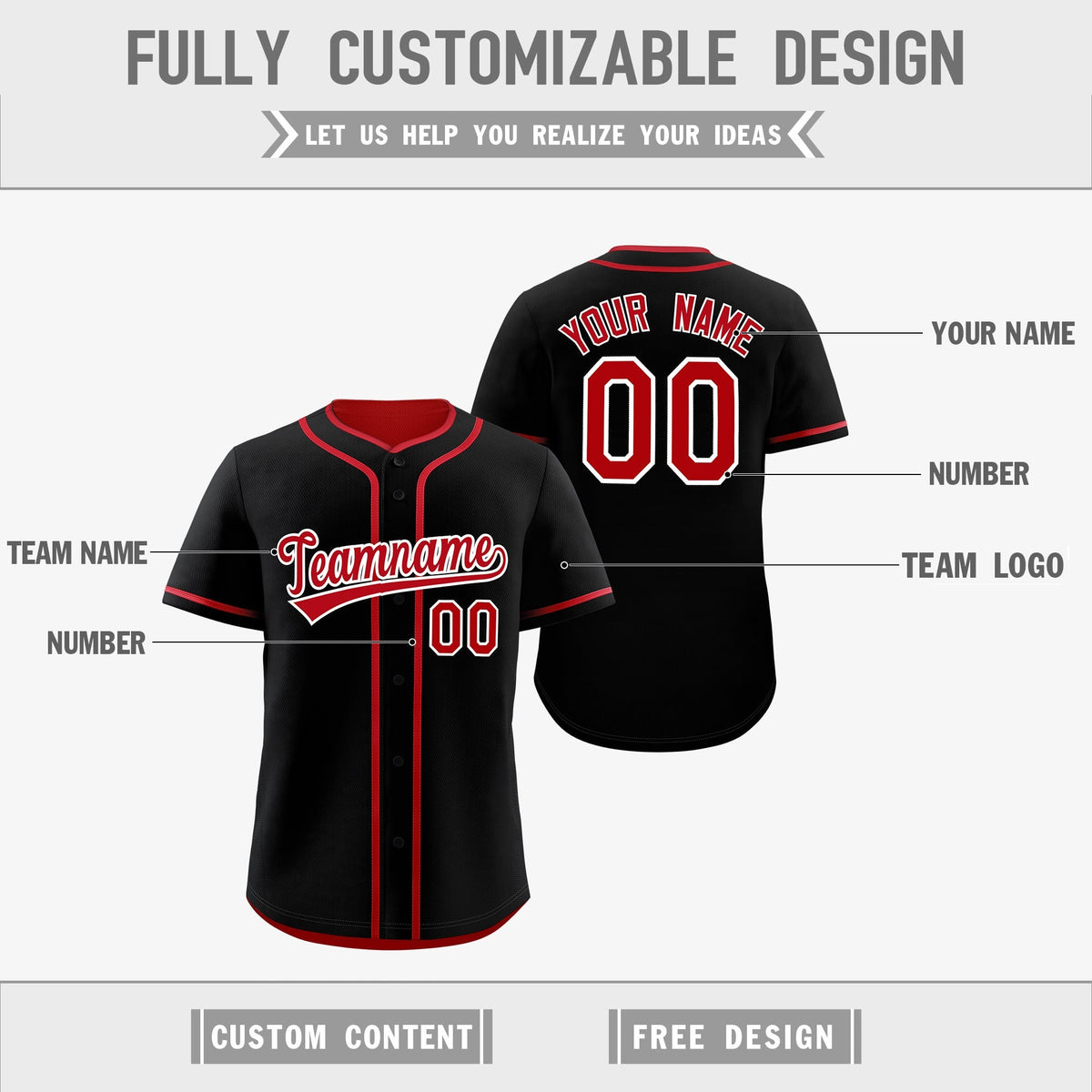 Custom Red Black Reversible Classic Style Moisture-Wicking Baseball Jersey| KXKSHOP
