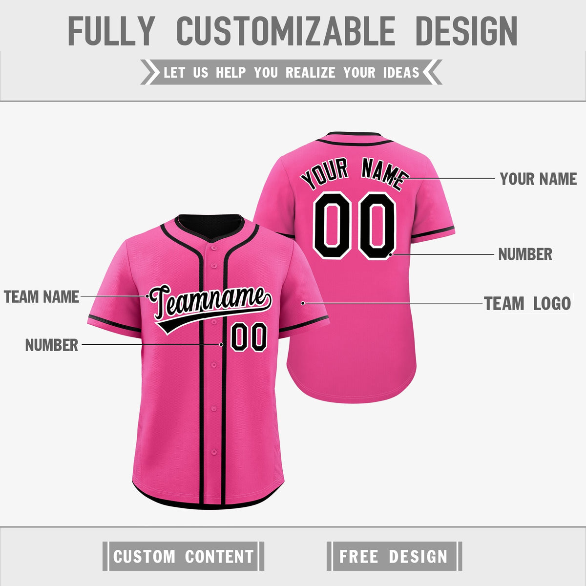 Custom Black Pink Reversible Classic Style Lightweight Baseball Jersey| KXKSHOP