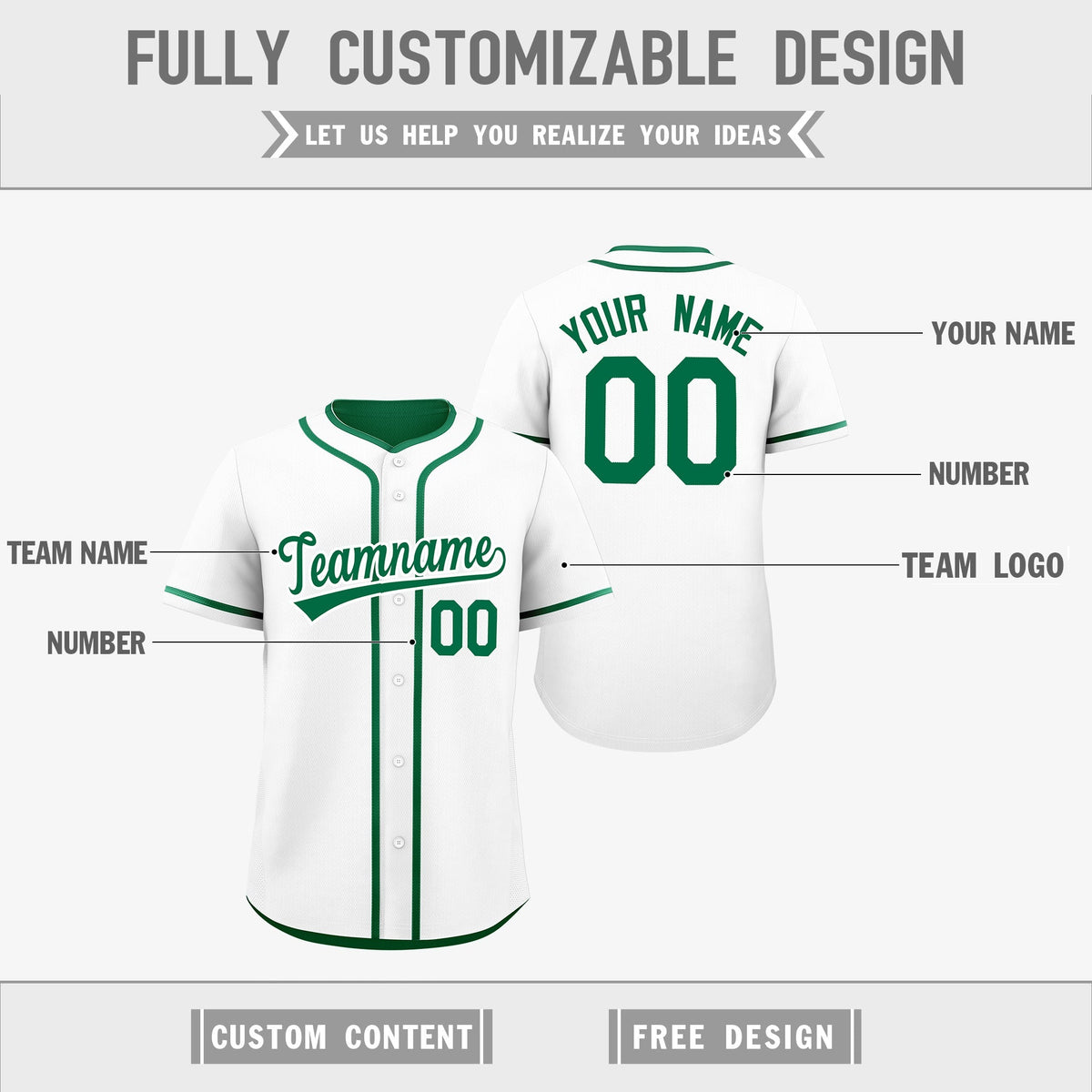 Custom Kelly Green White Reversible Classic Style Lightweight Baseball Jersey| KXKSHOP