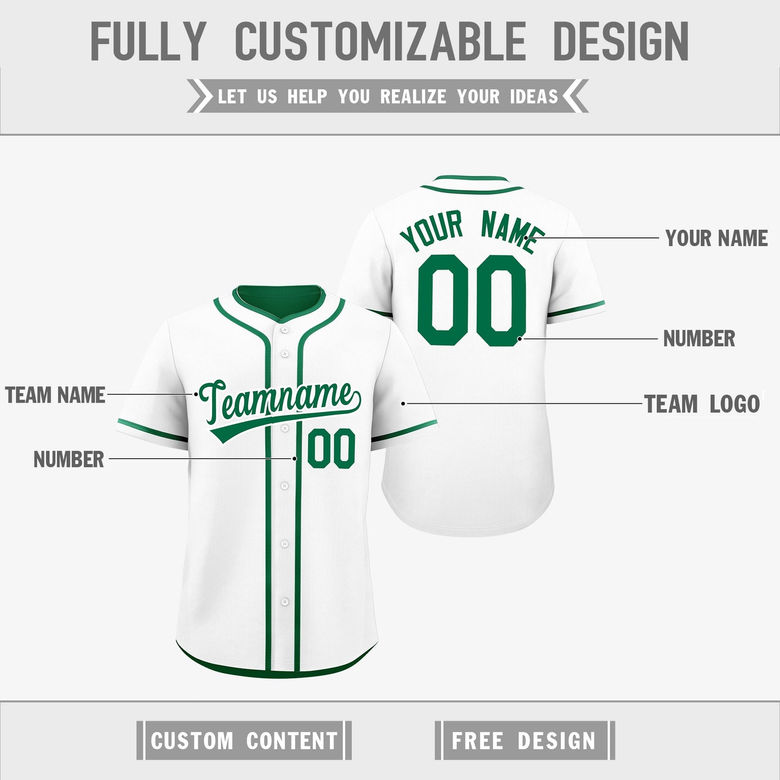 Custom Kelly Green White Reversible Classic Style Lightweight Baseball Jersey| KXKSHOP