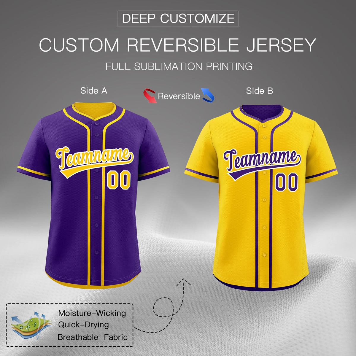 Custom Gold White Reversible Classic Style Lightweight Baseball Jersey| KXKSHOP