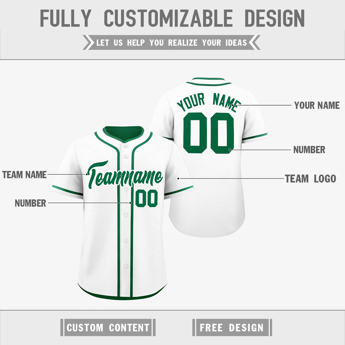 Custom Kelly Green White Reversible Classic Style Lightweight Baseball Jersey| KXKSHOP