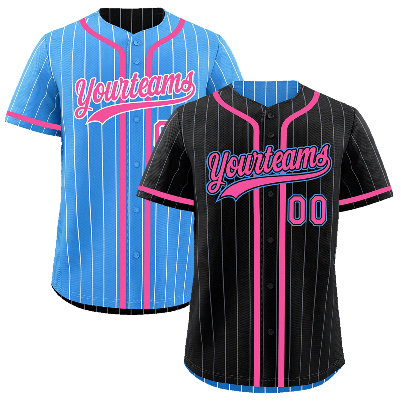 Custom Black Powder Blue Reversible Gradient Fashion Breathable Baseball Jersey| KXKSHOP