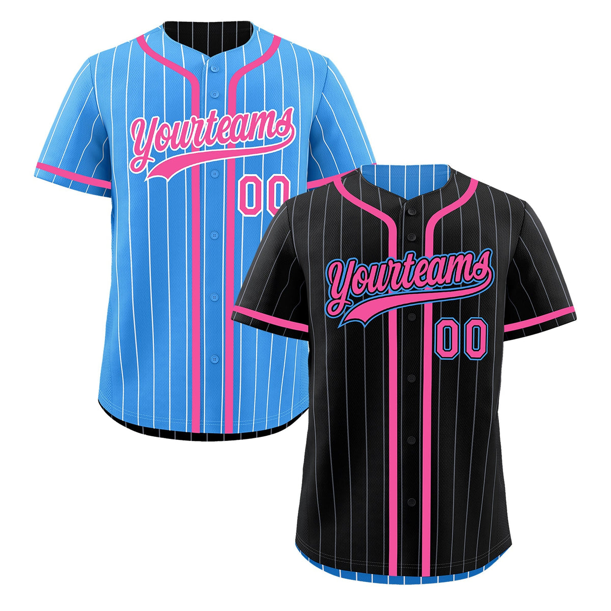 Custom Black Powder Blue Reversible Gradient Fashion Breathable Baseball Jersey| KXKSHOP