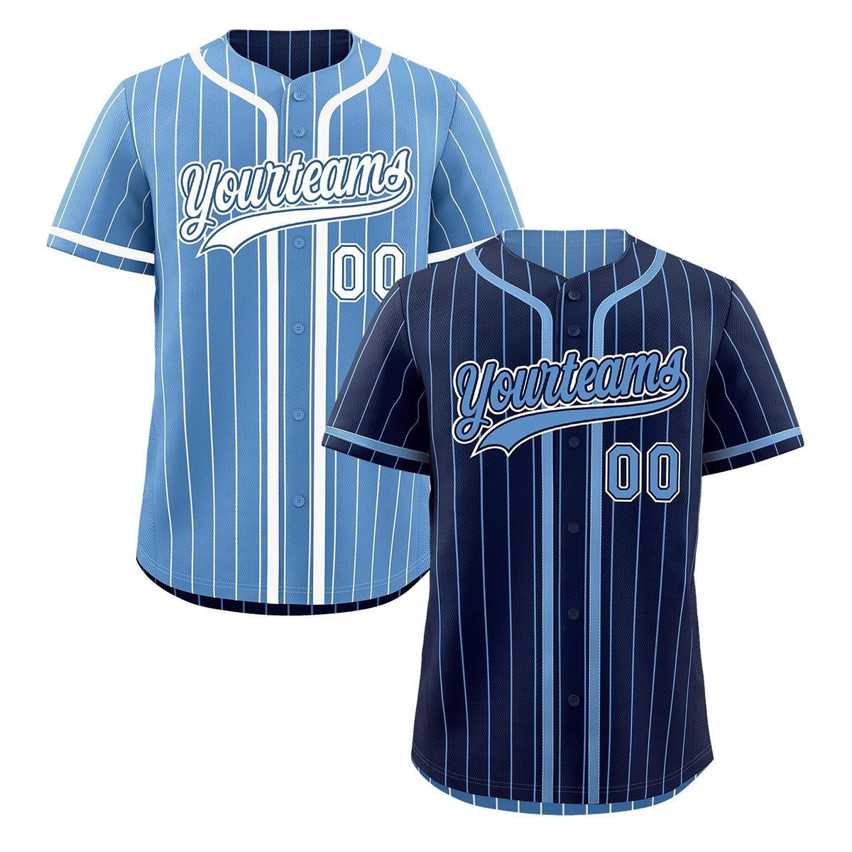 Custom Navy Light Blue Reversible Gradient Fashion Breathable Baseball Jersey| KXKSHOP