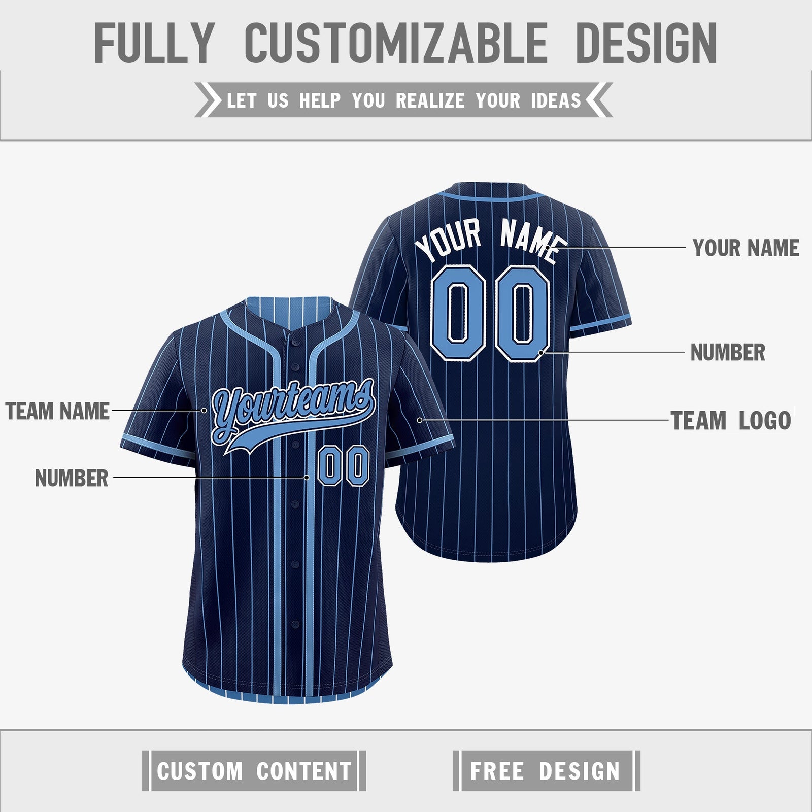 Custom Navy Light Blue Reversible Gradient Fashion Breathable Baseball Jersey| KXKSHOP