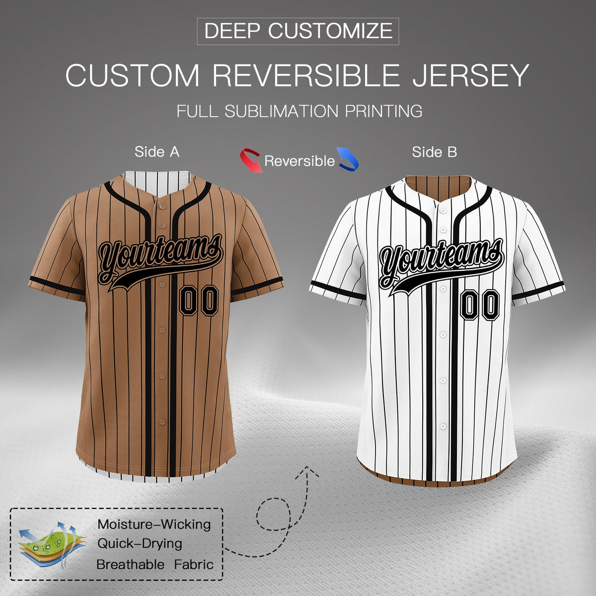 Custom White Black Reversible Gradient Fashion Lightweight Baseball Jersey| KXKSHOP