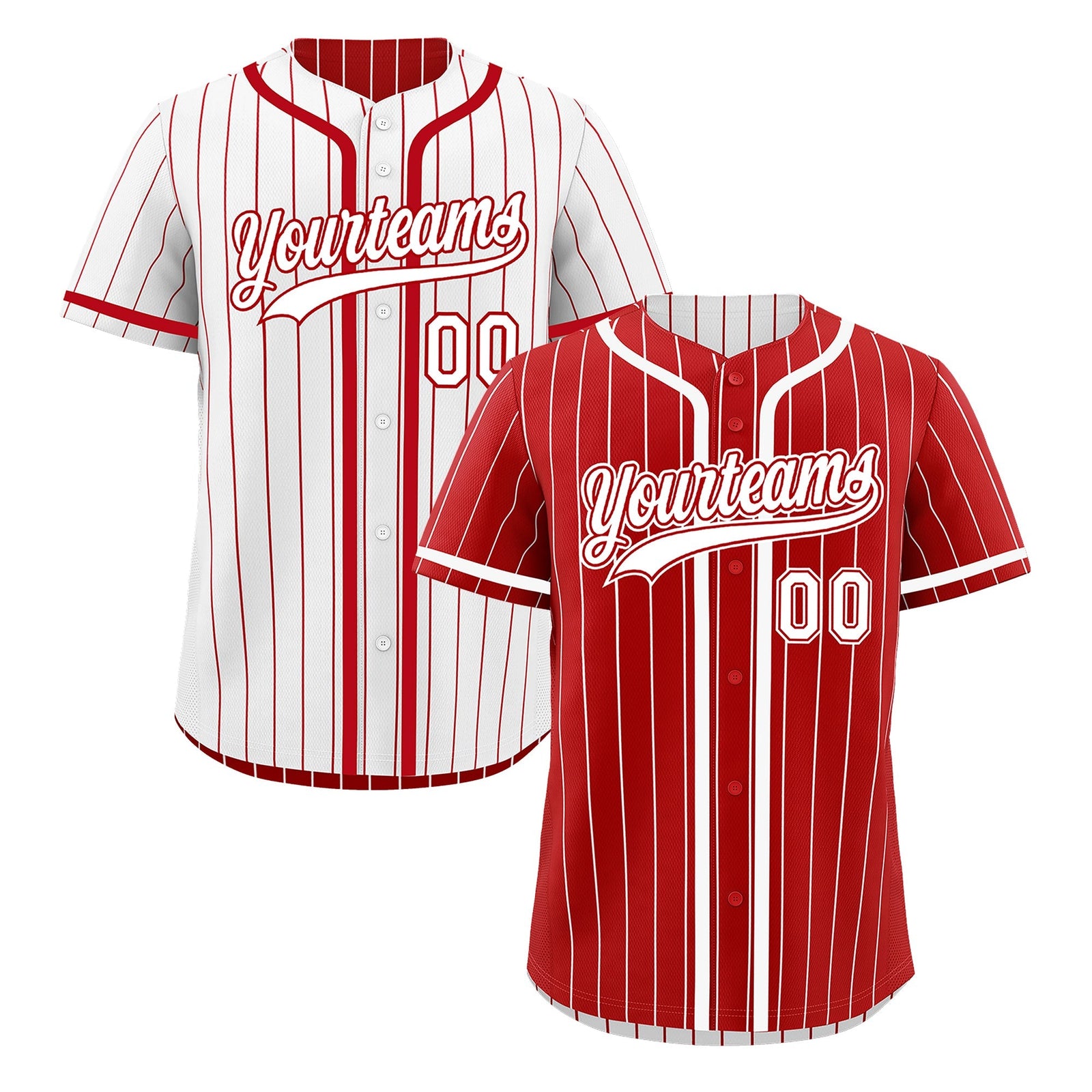 Custom Red White Reversible Gradient Fashion Breathable Baseball Jersey| KXKSHOP