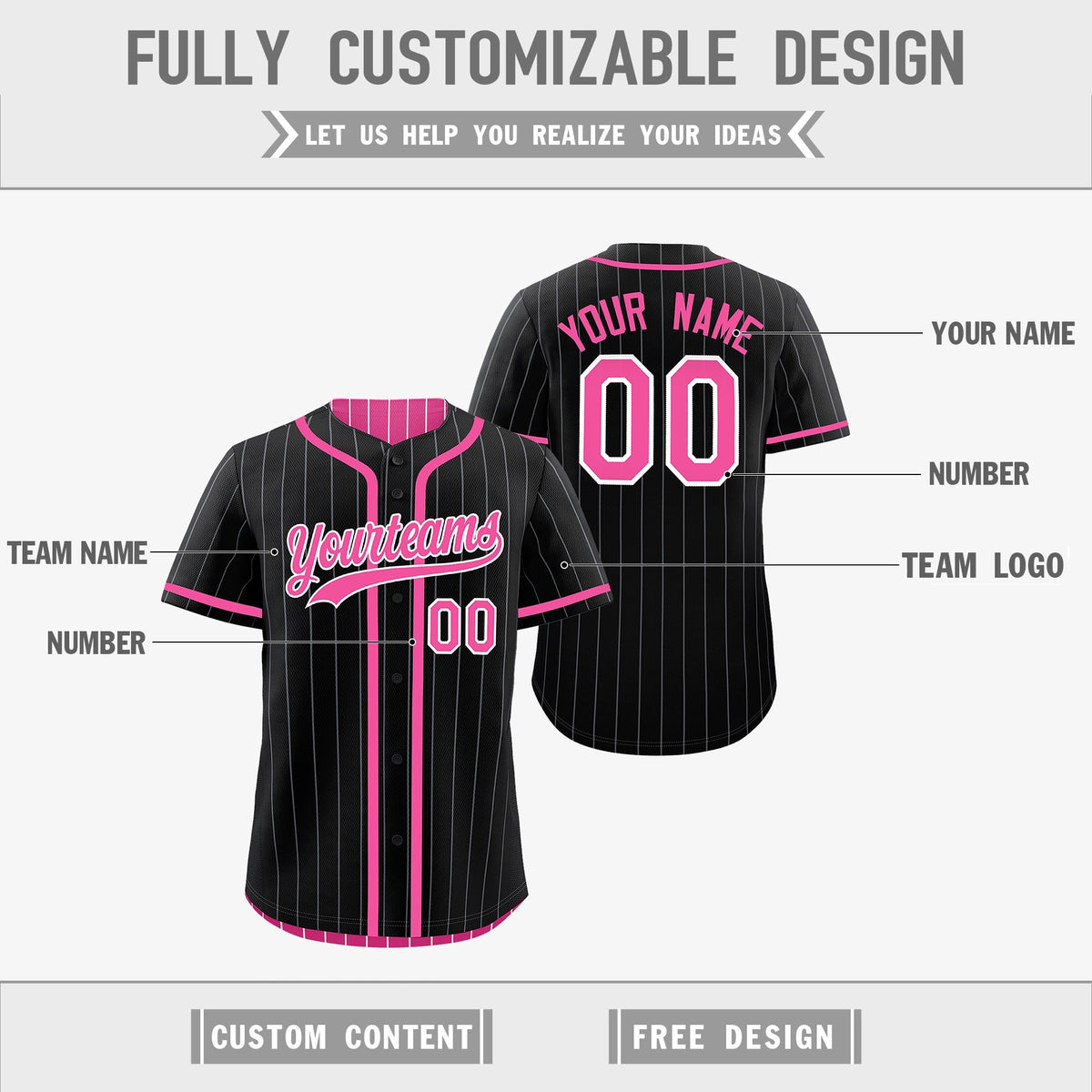 Custom Black Pink Reversible Gradient Fashion Lightweight Baseball Jersey| KXKSHOP