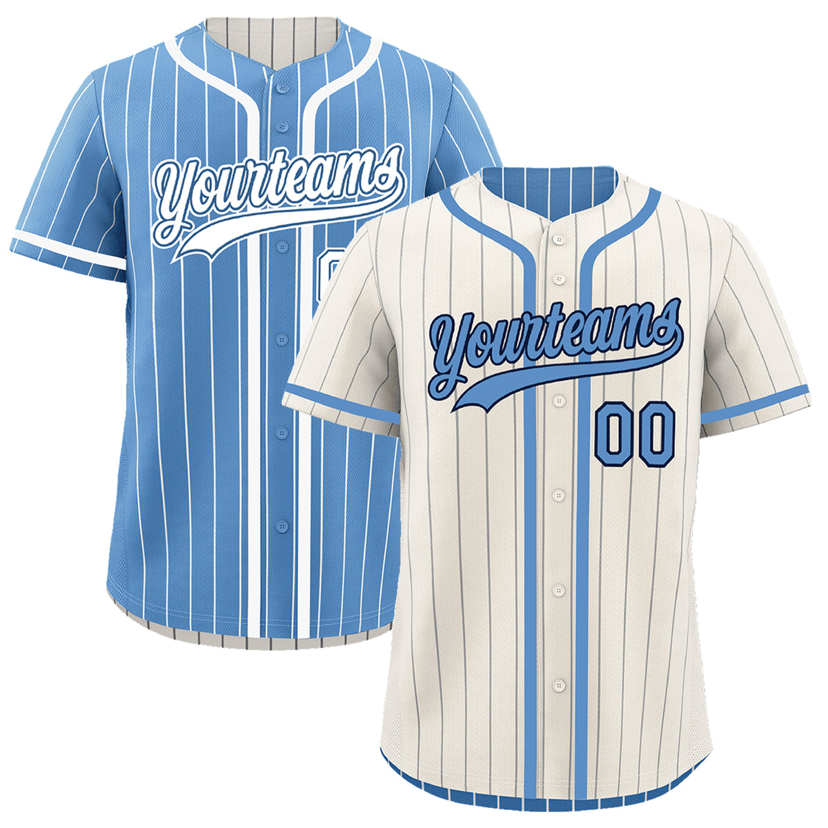 Custom Cream Light Blue Reversible Gradient Fashion Lightweight Baseball Jersey| KXKSHOP