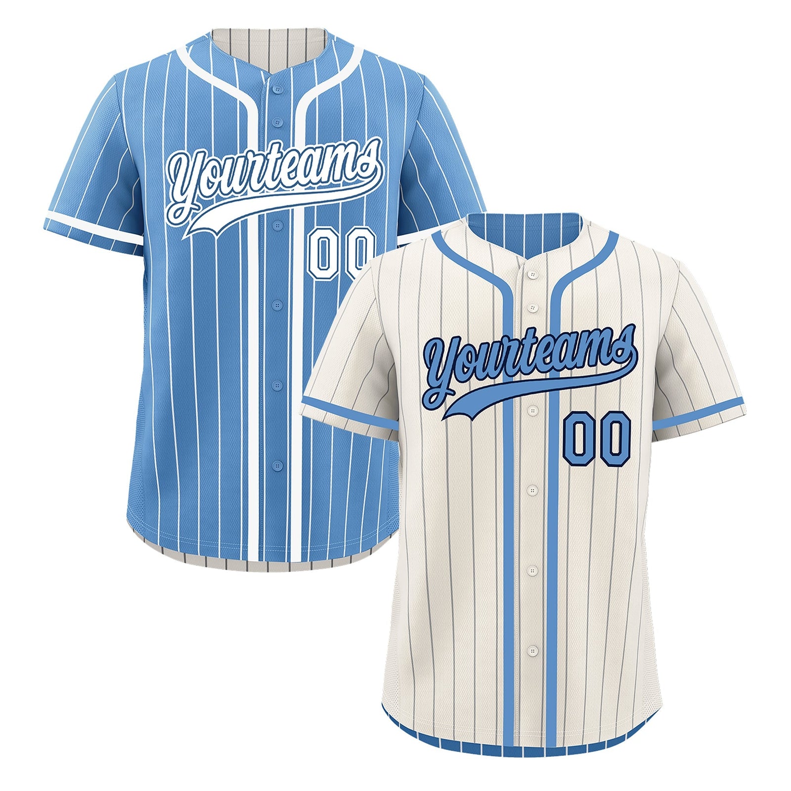 Custom Cream Light Blue Reversible Gradient Fashion Lightweight Baseball Jersey| KXKSHOP