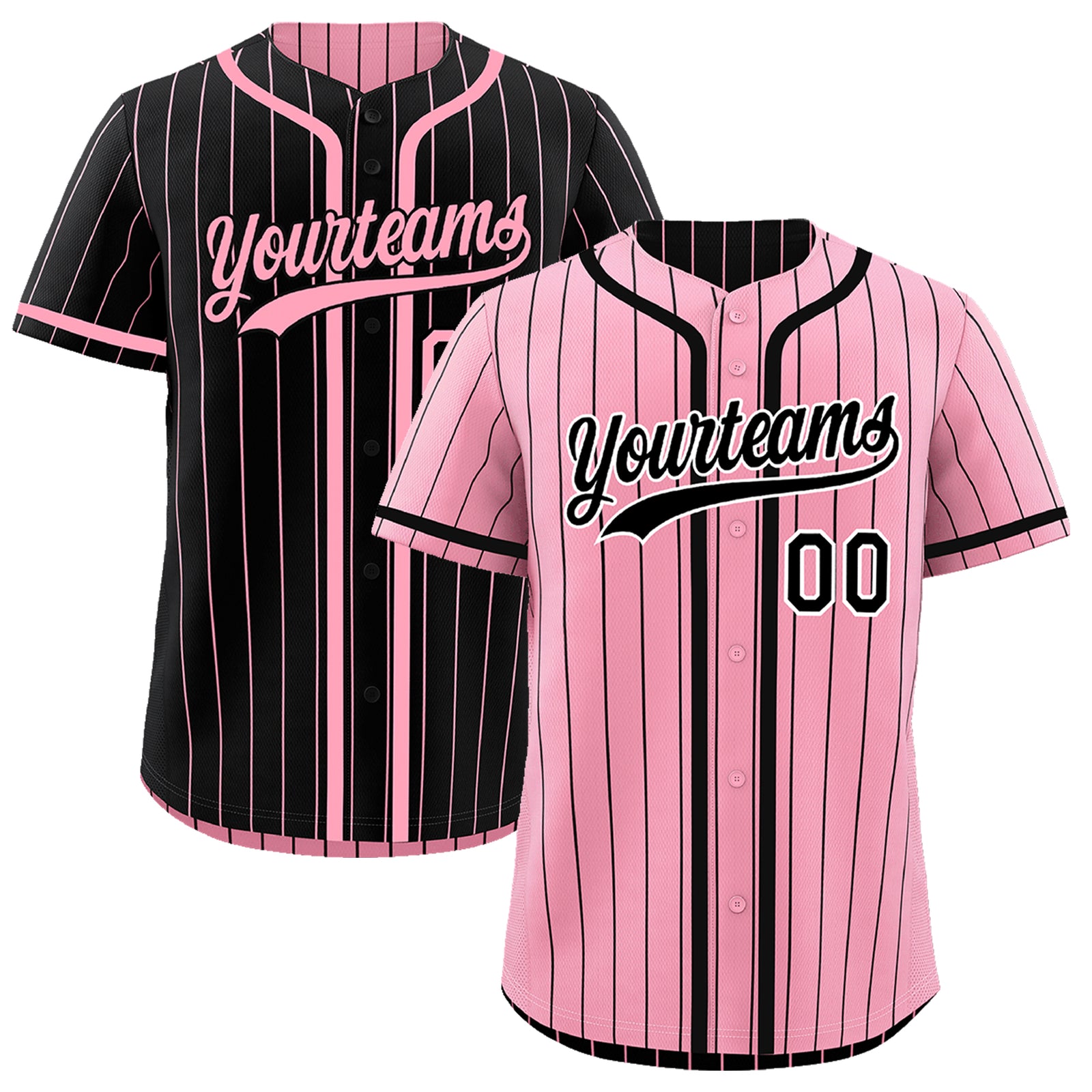 Custom Light Pink Black Reversible Gradient Fashion Breathable Baseball Jersey| KXKSHOP