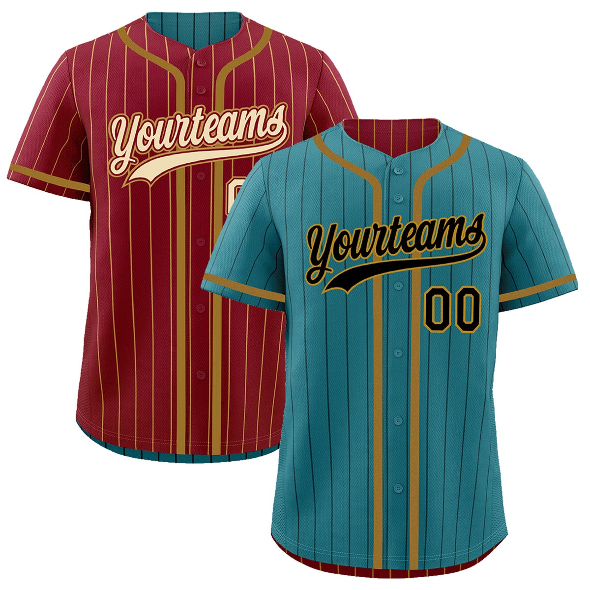 Custom Teal Crimson Reversible Gradient Fashion Breathable Baseball Jersey| KXKSHOP