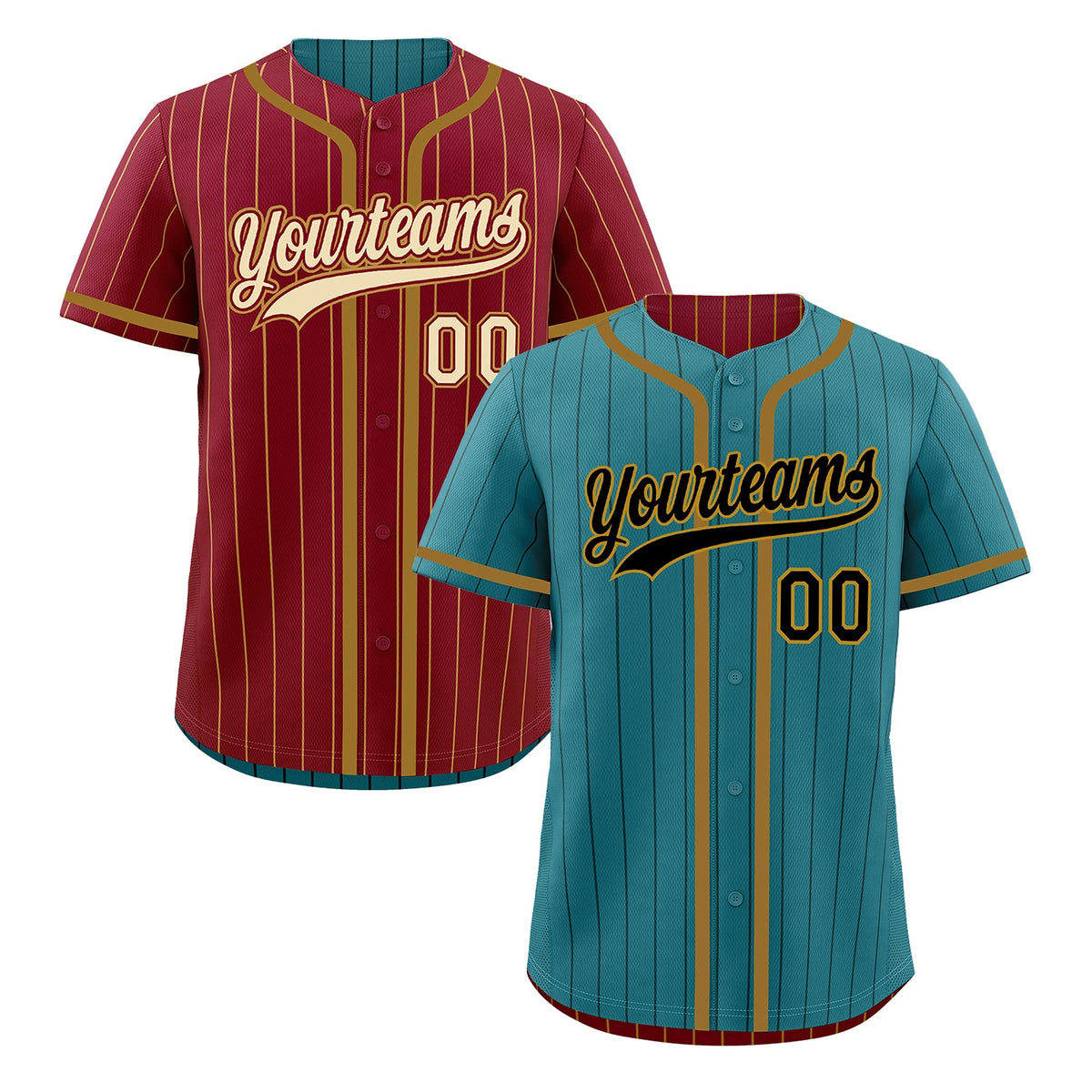 Custom Teal Crimson Reversible Gradient Fashion Breathable Baseball Jersey| KXKSHOP